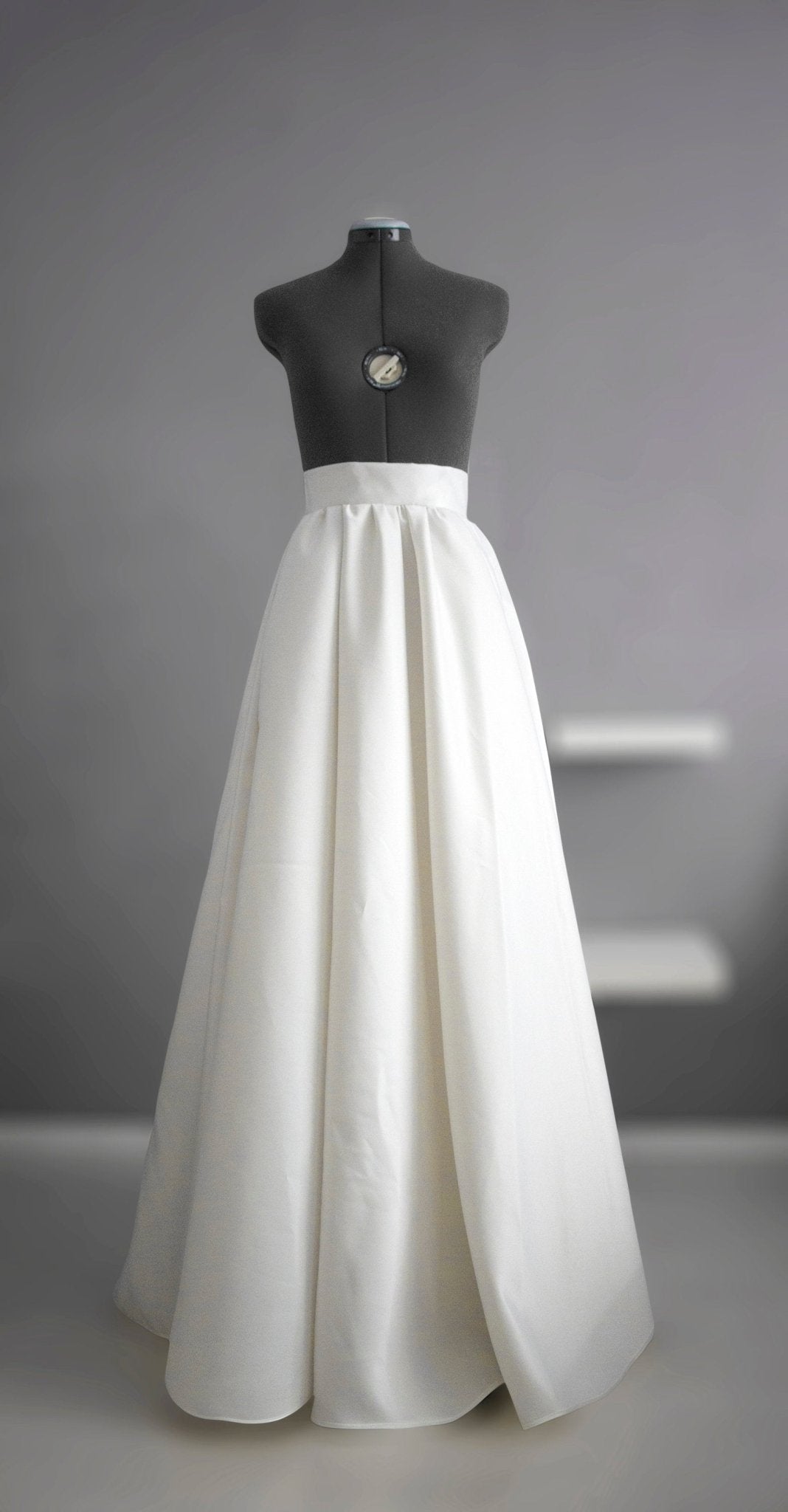 A - line wedding skirt with big bow & train, matte satin bridal skirt, custom color & size, pockets, formal skirt, made to measure - Made To Measure Skirts By Asya Kolarova