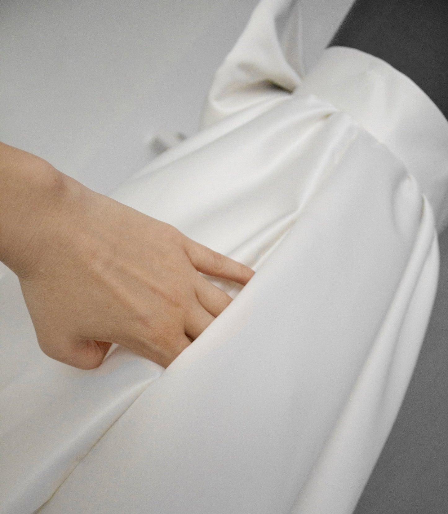 A - line wedding skirt with big bow & train, matte satin bridal skirt, custom color & size, pockets, formal skirt, made to measure - Made To Measure Skirts By Asya Kolarova