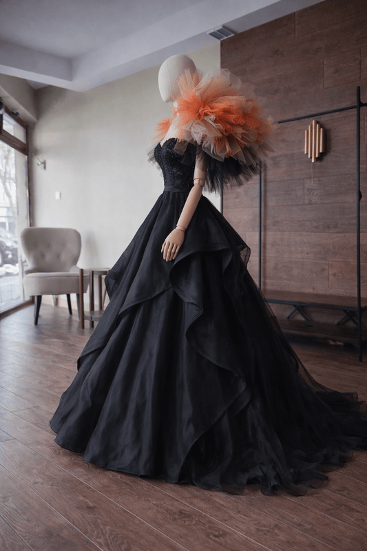 Avant Garde Black Evening Dress with Statement Collar – Sculptural Couture Gown | Asya Kolarova - Asya Kolarova