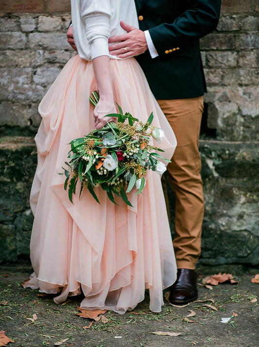 Blush Draped Wedding Skirt – Flowing Bridal Separate for Ceremony or Photoshoot - Made To Measure Skirts By Asya Kolarova