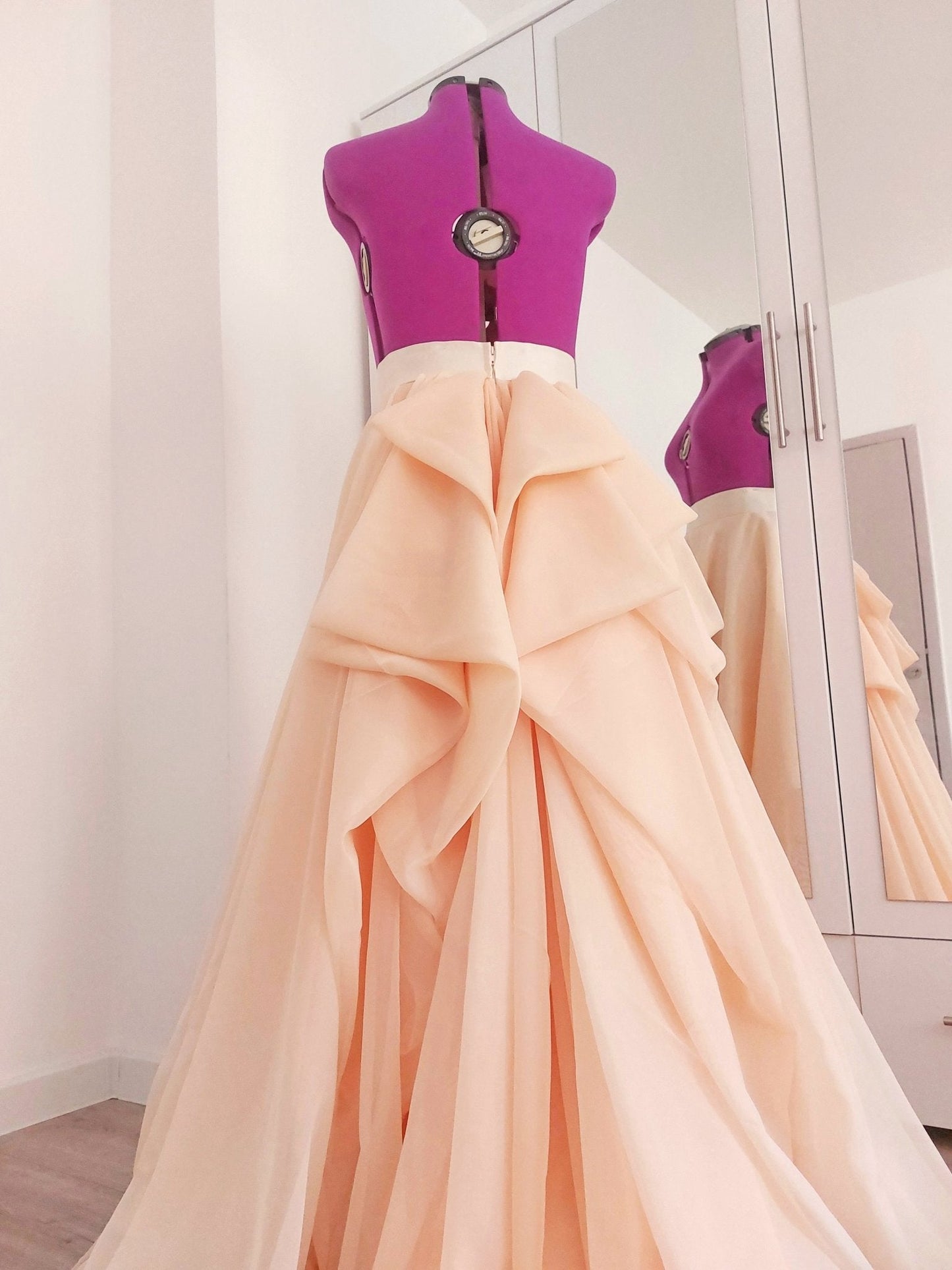 Blush Peach Wedding Skirt Train Voile Draped Bridal Skirt Long Ceremony Skirt Full Skirt Photo Sessions Special Occasion Made To Measure - Made To Measure By Asya Kolarova