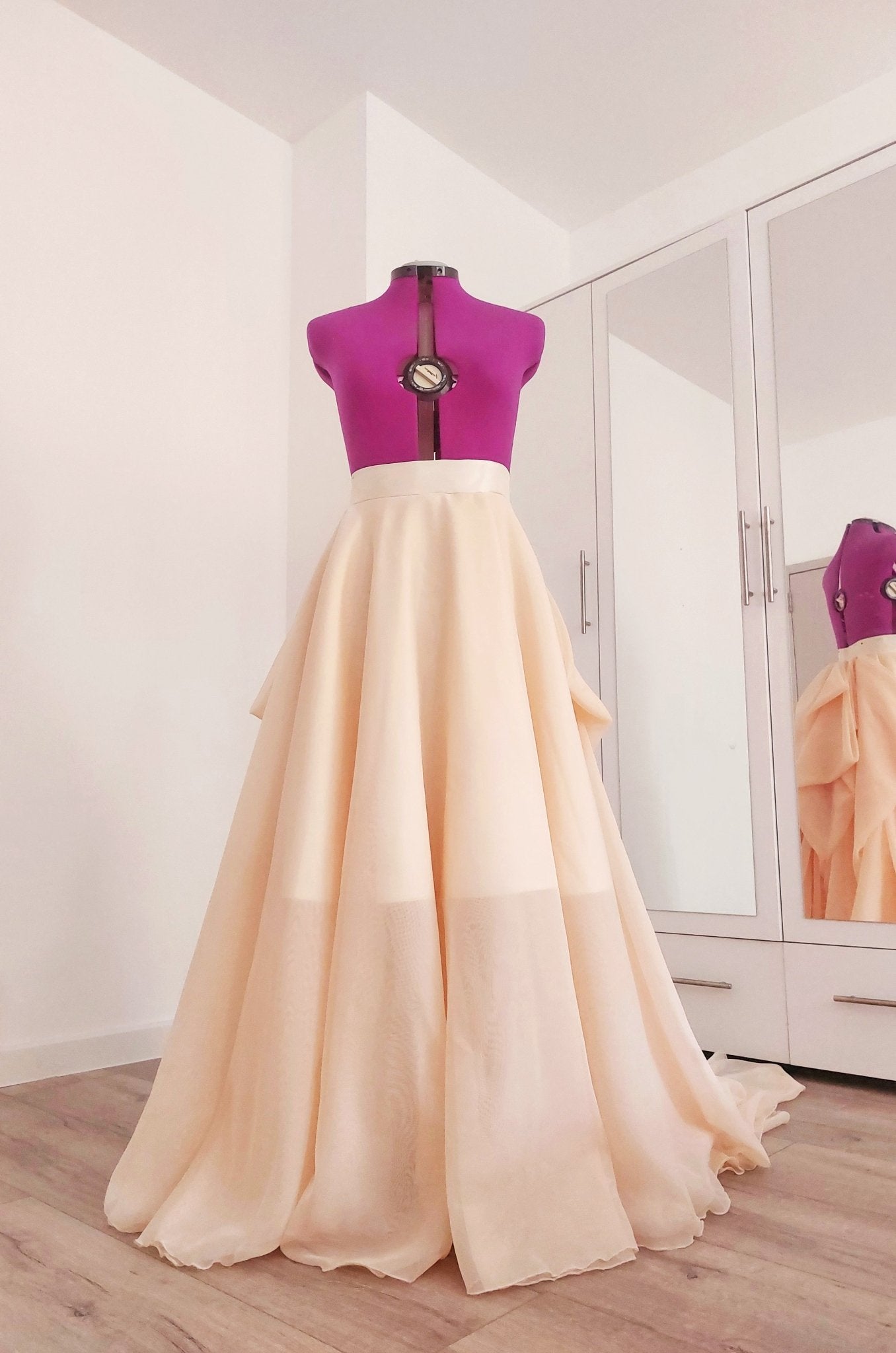 Blush Peach Wedding Skirt Train Voile Draped Bridal Skirt Long Ceremony Skirt Full Skirt Photo Sessions Special Occasion Made To Measure - Made To Measure By Asya Kolarova