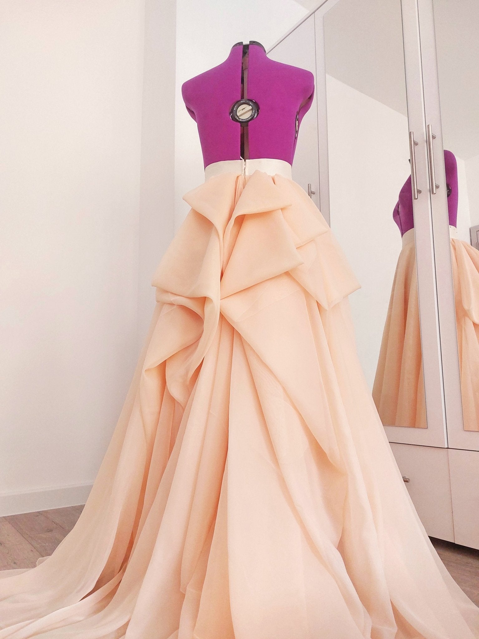 Blush Peach Wedding Skirt Train Voile Draped Bridal Skirt Long Ceremony Skirt Full Skirt Photo Sessions Special Occasion Made To Measure - Made To Measure By Asya Kolarova