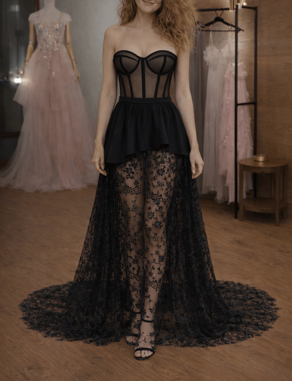 Couture Sheer Corset Gown with Lace Overlay - Asya Kolarova