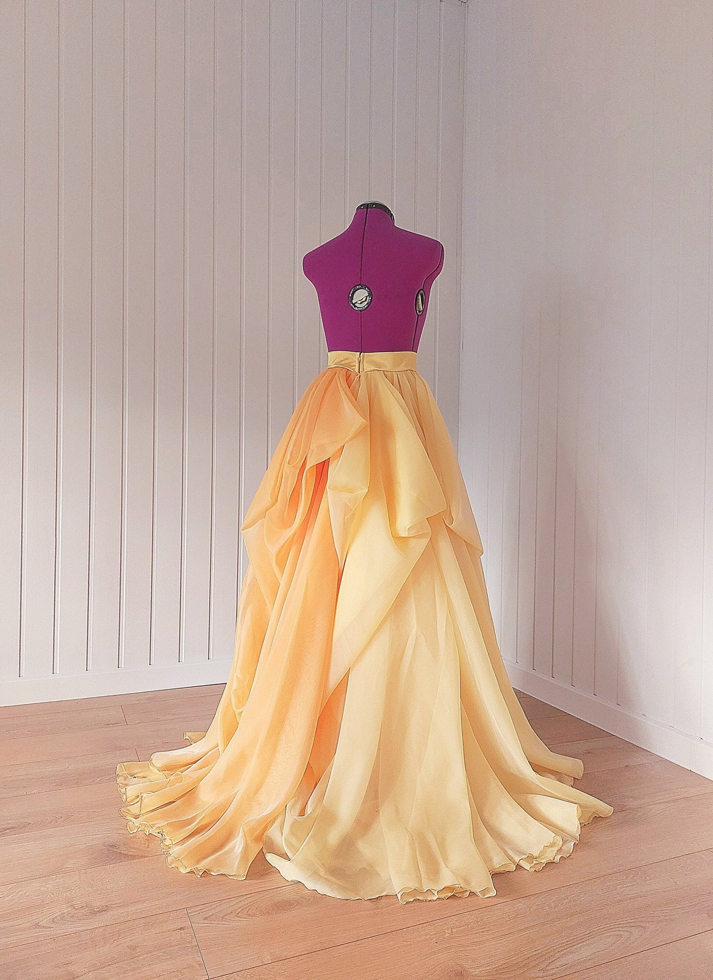 Custom Layered Wedding Skirt in Soft Yellow & Orange - Unique Draped Bridal Gown Separate, Perfect for Special Events or Photoshoots - Made To Measure By Asya Kolarova