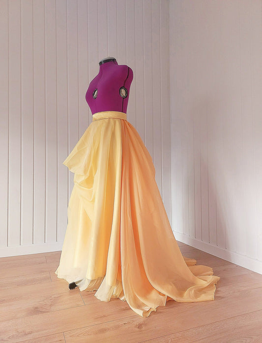 Custom Layered Wedding Skirt in Soft Yellow & Orange - Unique Draped Bridal Gown Separate, Perfect for Special Events or Photoshoots - Made To Measure By Asya Kolarova