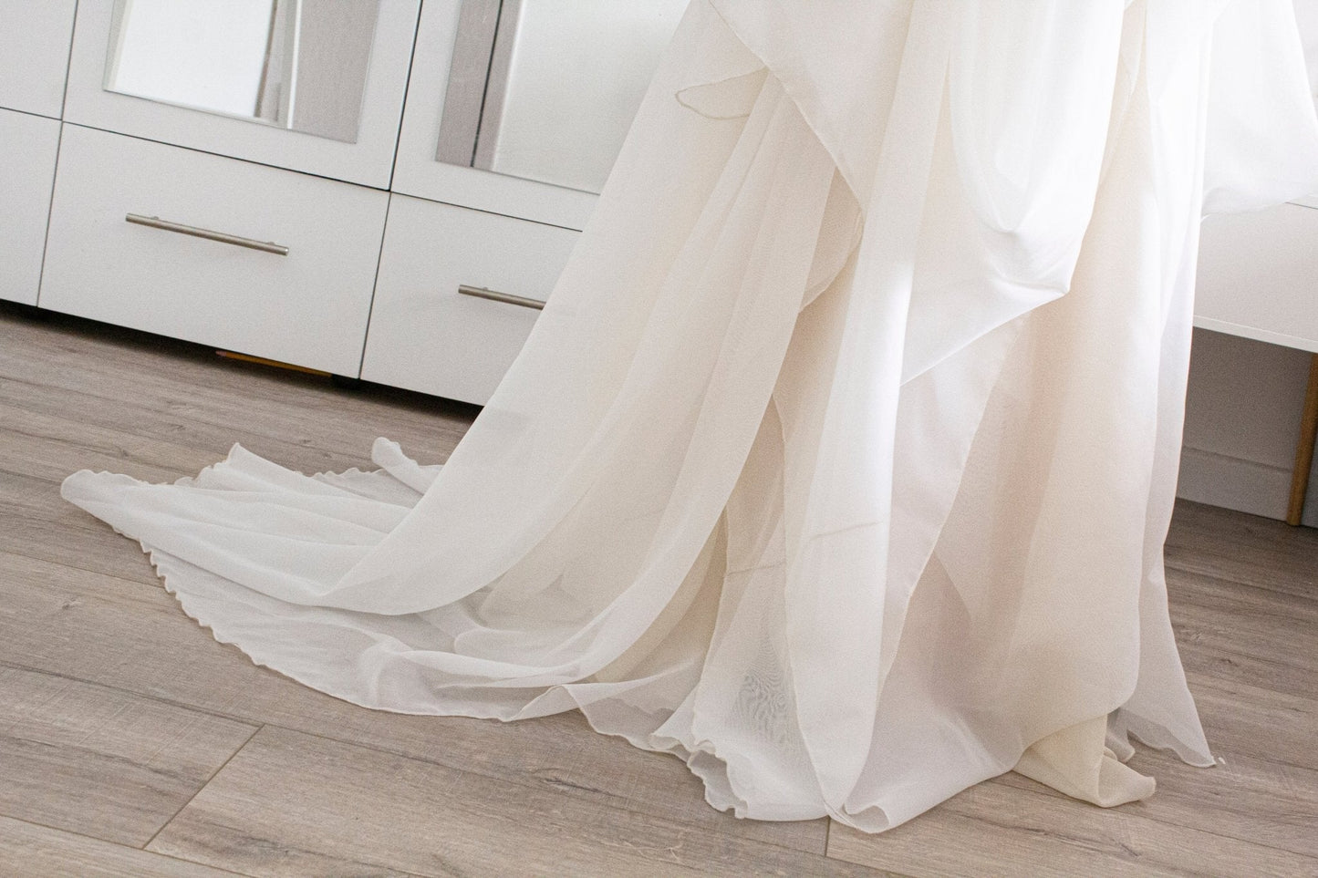 Custom - Made Ivory Wedding Skirt with Draped Design and Short Train - Made To Measure By Asya Kolarova