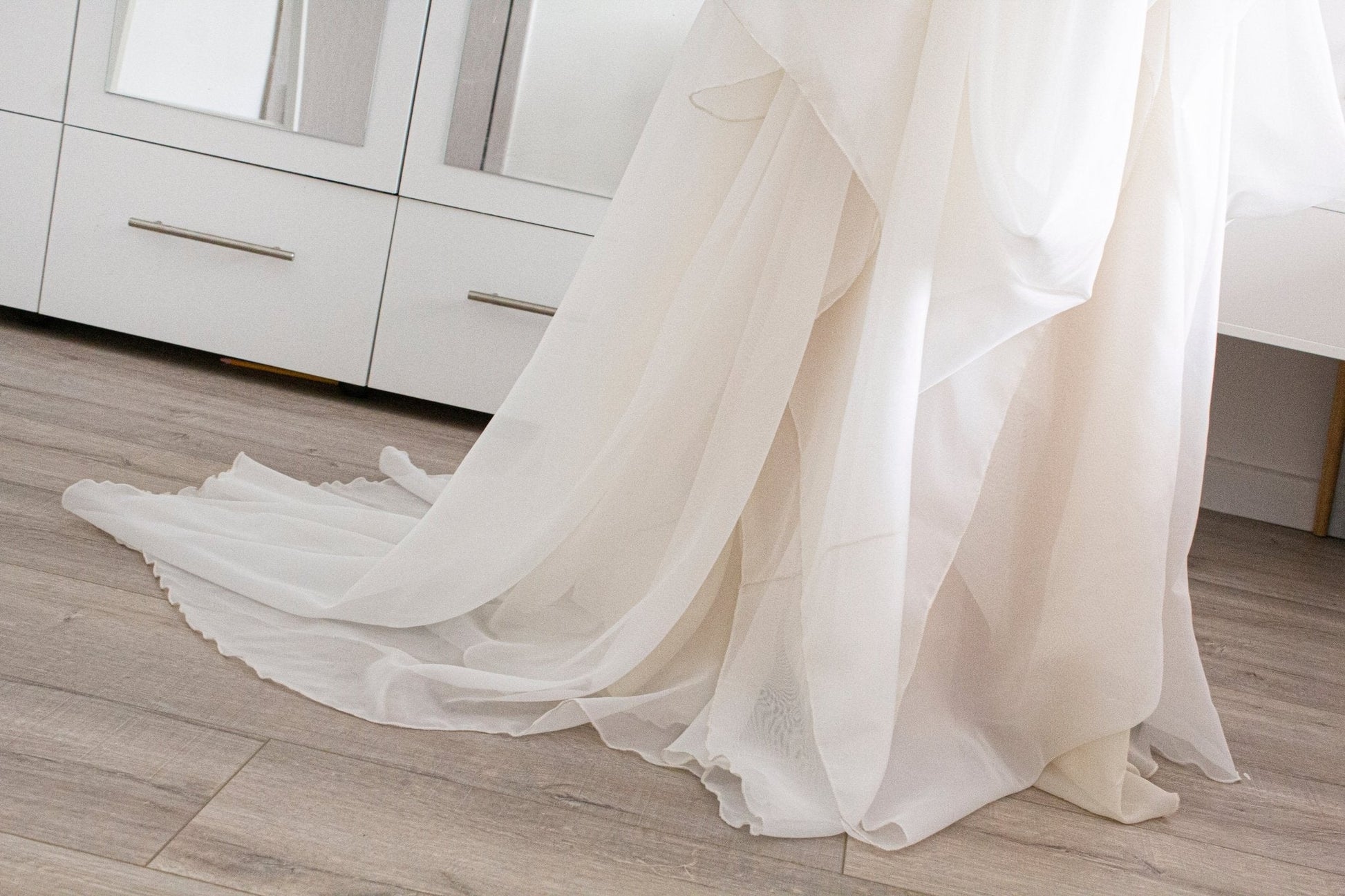 Custom - Made Ivory Wedding Skirt with Draped Design and Short Train - Made To Measure By Asya Kolarova