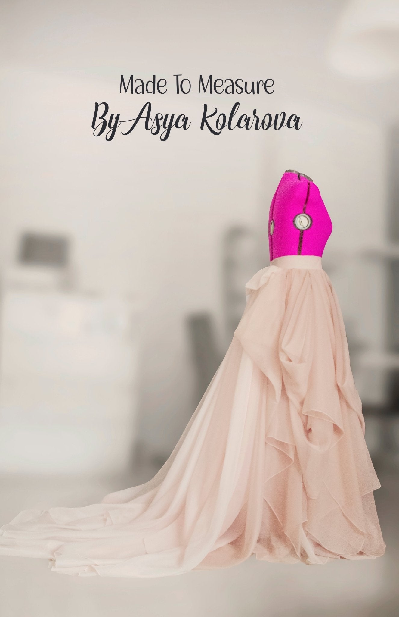 Draped A - Line Bridal Skirt with Cathedral Train by Asya Kolarova Made To Measure Skirt for Ceremony Weddings or Photo Session - Made To Measure By Asya Kolarova