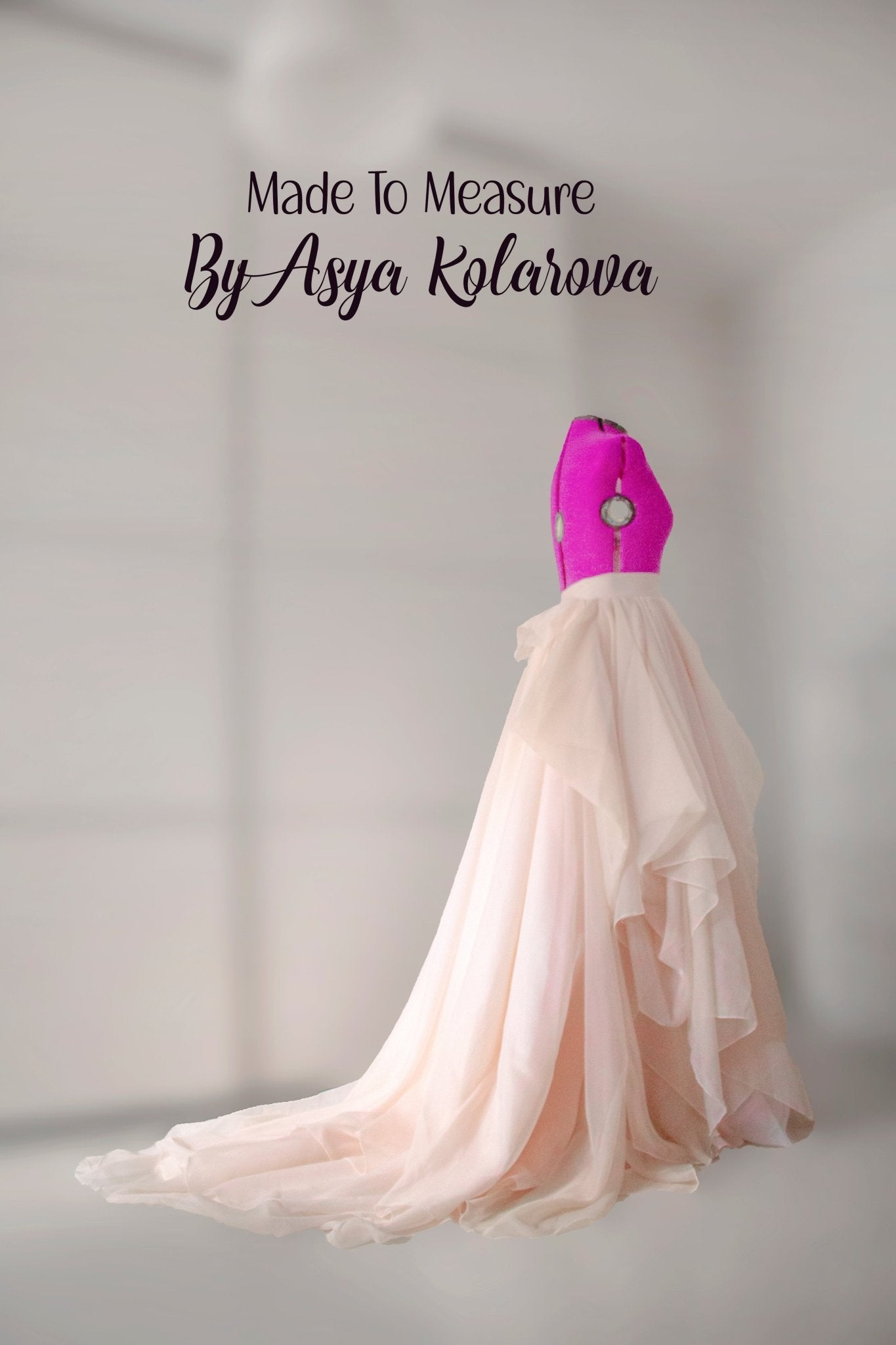 Draped A - Line Bridal Skirt with Cathedral Train by Asya Kolarova Made To Measure Skirt for Ceremony Weddings or Photo Session - Made To Measure By Asya Kolarova