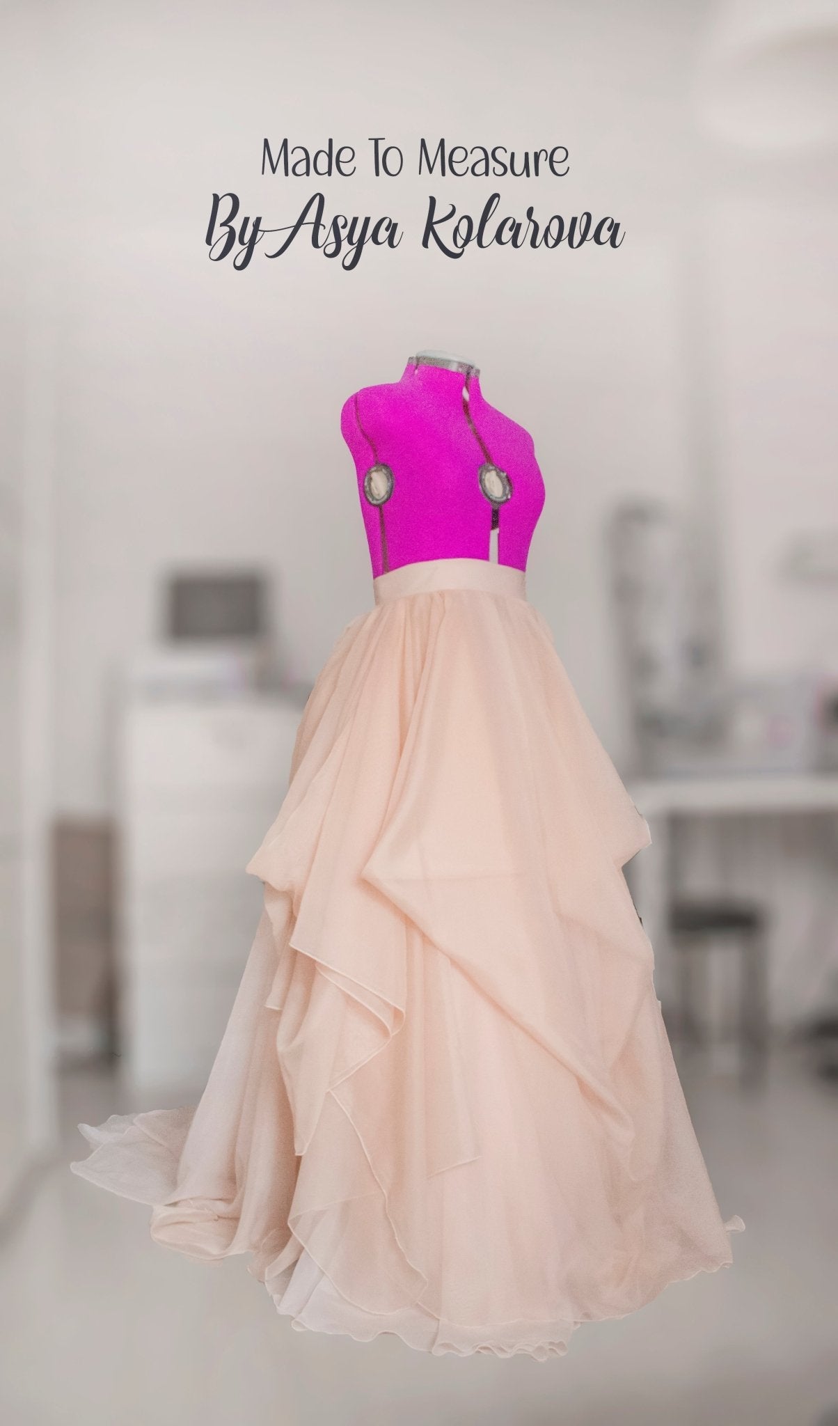 Draped A - Line Bridal Skirt with Cathedral Train by Asya Kolarova Made To Measure Skirt for Ceremony Weddings or Photo Session - Made To Measure By Asya Kolarova