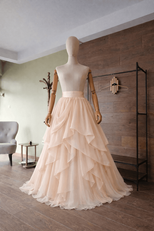 Draped Bridal Skirt withTrain by Asya Kolarova Made To Measure Skirt for Ceremony Weddings or Photo Session - Asya Kolarova