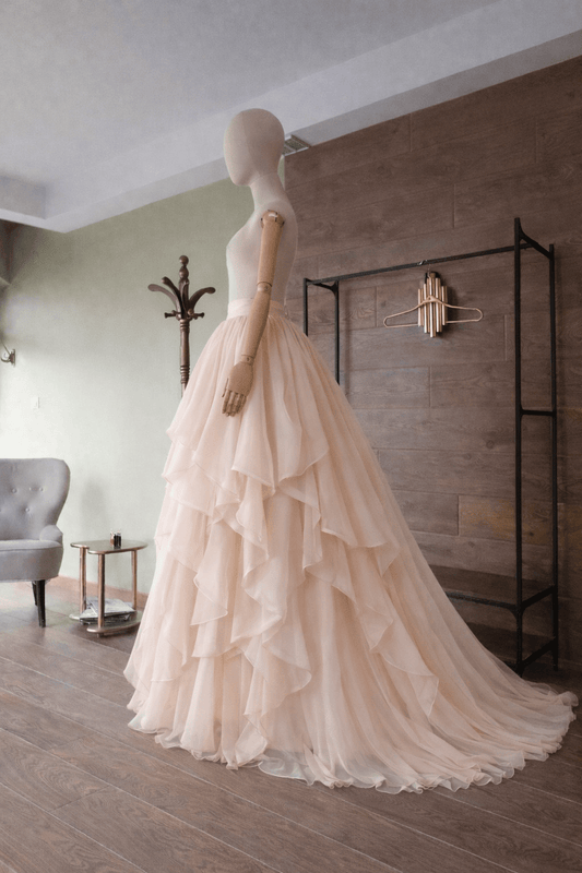 Draped Bridal Skirt withTrain by Asya Kolarova Made To Measure Skirt for Ceremony Weddings or Photo Session - Asya Kolarova