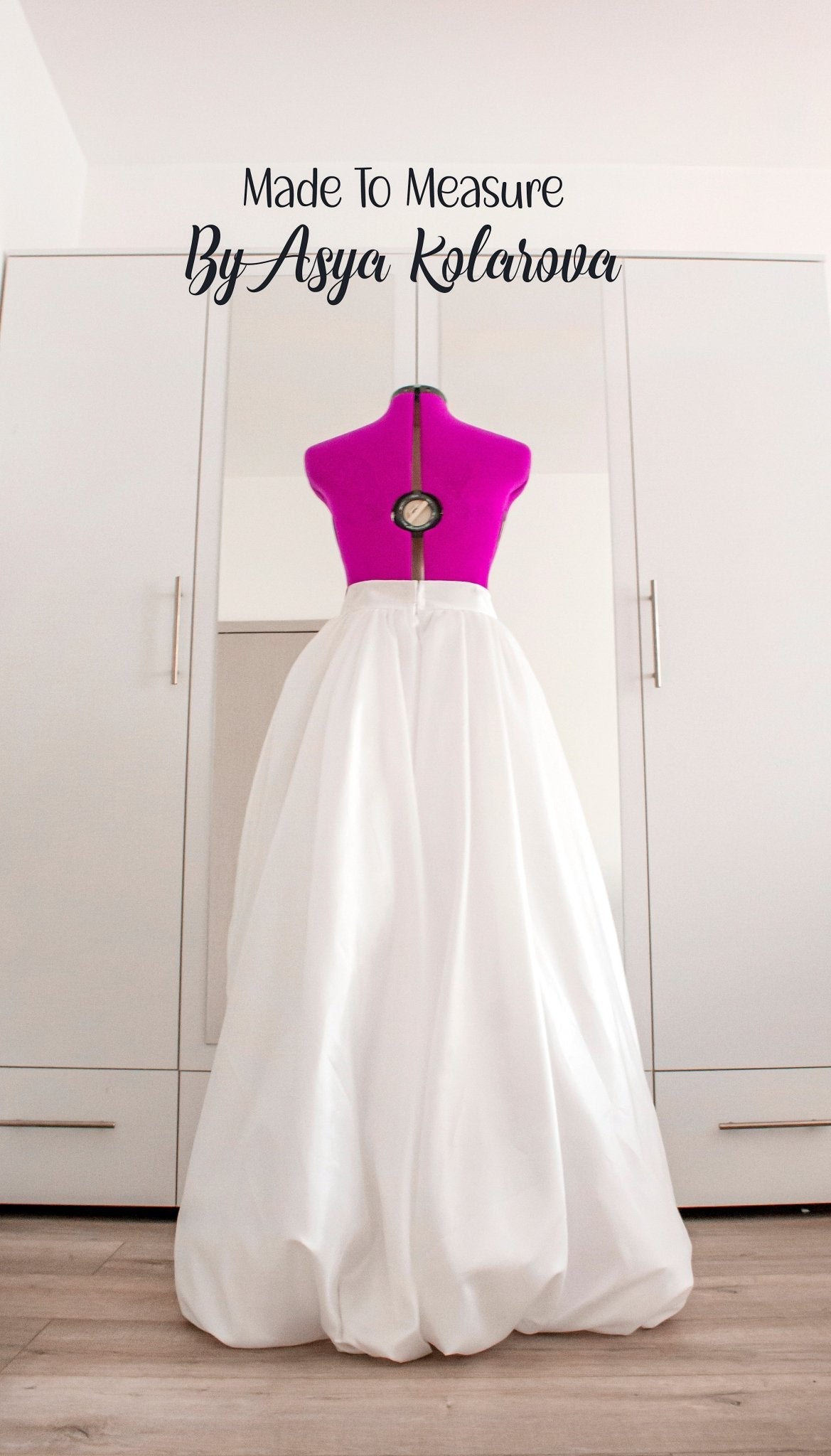 Elegant High - Low Puffy Skirt – White Taffeta Wedding Skirt, Custom Made - to - Measure, Perfect for Weddings, Proms, and Special Events - Made To Measure By Asya Kolarova