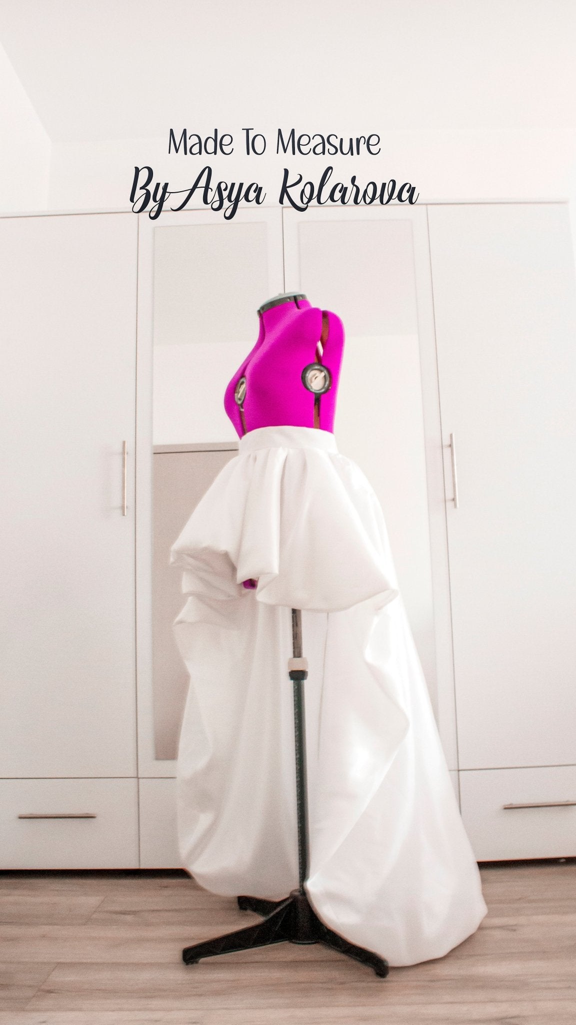 Elegant High - Low Puffy Skirt – White Taffeta Wedding Skirt, Custom Made - to - Measure, Perfect for Weddings, Proms, and Special Events - Made To Measure By Asya Kolarova