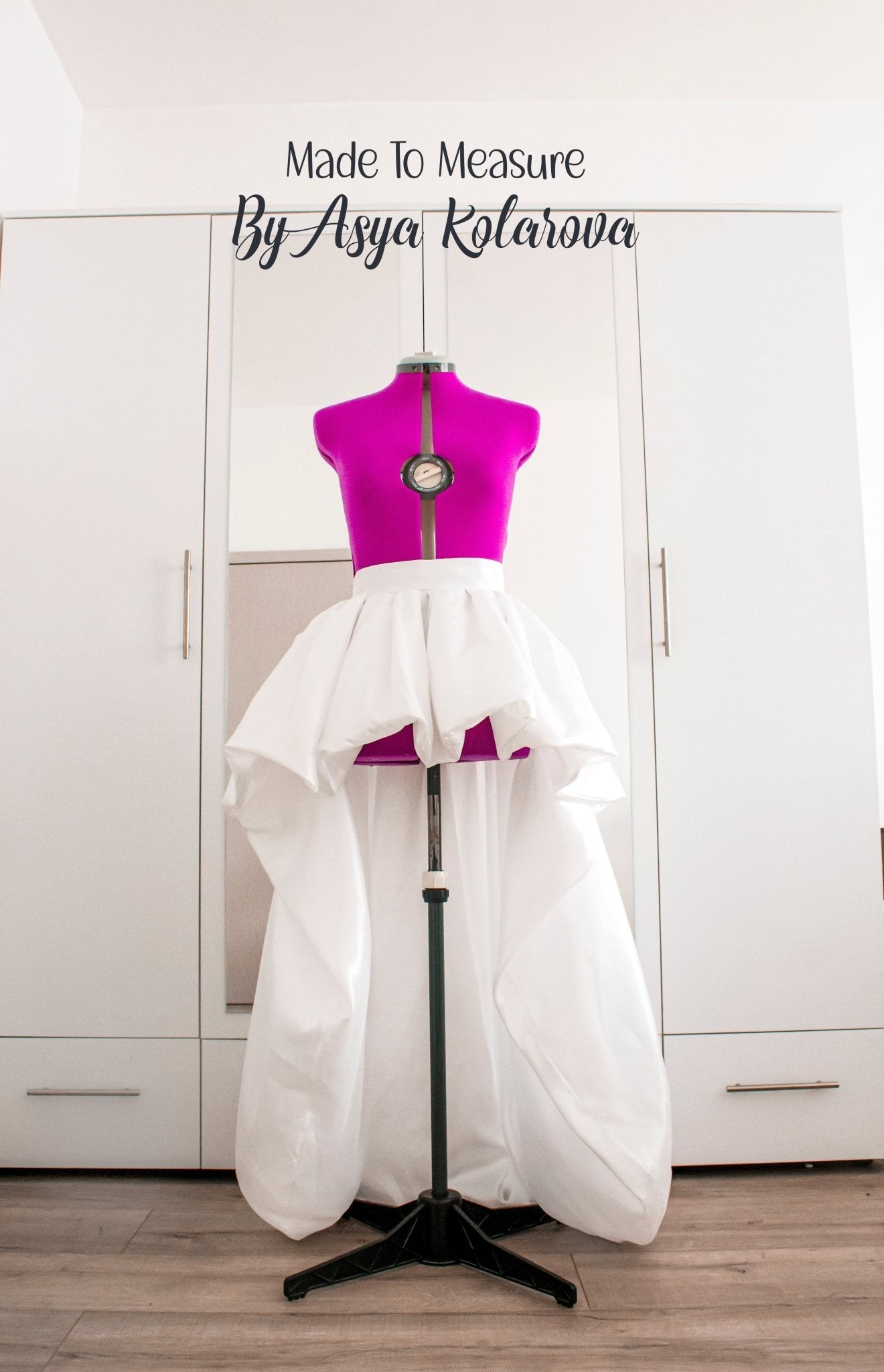 Elegant High - Low Puffy Skirt – White Taffeta Wedding Skirt, Custom Made - to - Measure, Perfect for Weddings, Proms, and Special Events - Made To Measure By Asya Kolarova
