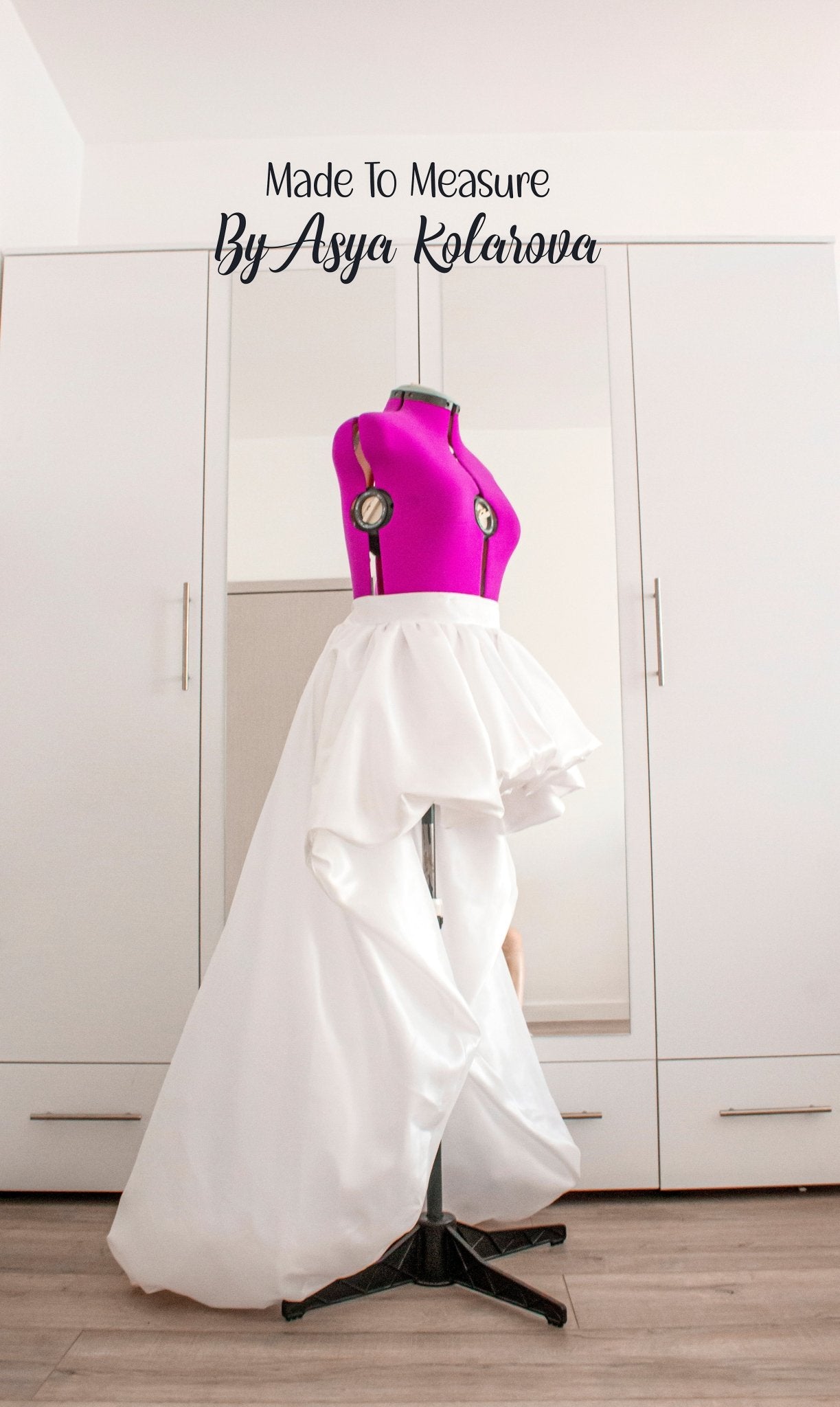 Elegant High - Low Puffy Skirt – White Taffeta Wedding Skirt, Custom Made - to - Measure, Perfect for Weddings, Proms, and Special Events - Made To Measure By Asya Kolarova
