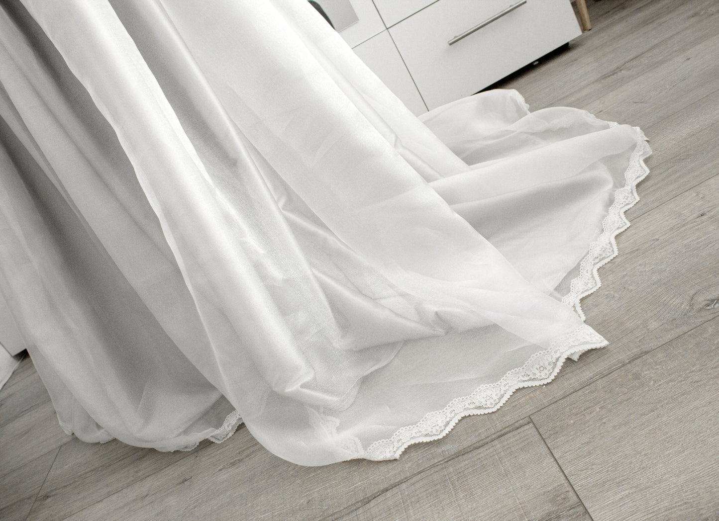 Elegant Wedding Skirt with Front Slit and Train – White Organza, Lace, and Silver Satin Bridal Skirt, Custom Colors Available - Made To Measure By Asya Kolarova