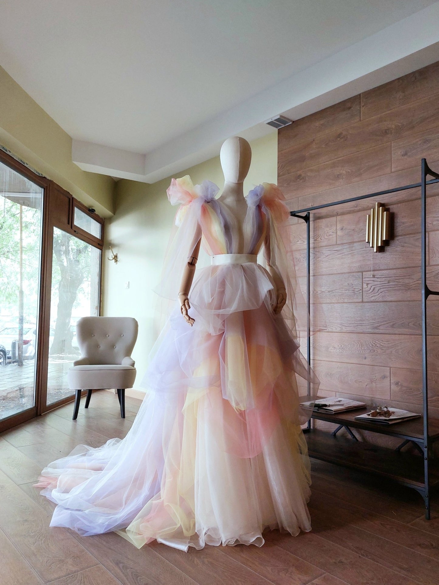 Fairy Pastel Skirt Custom Ombre Tulle Skirt with Train, Multilayer Draped Skirt for Wedding, Prom, Photoshoot β Handmade by Asya Kolarova - Made To Measure Skirts By Asya Kolarova