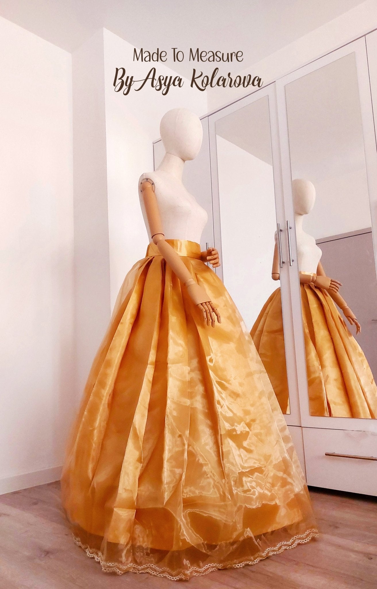 Golden Pleated Ball Skirt – Custom Made in Any Color - Made To Measure By Asya Kolarova