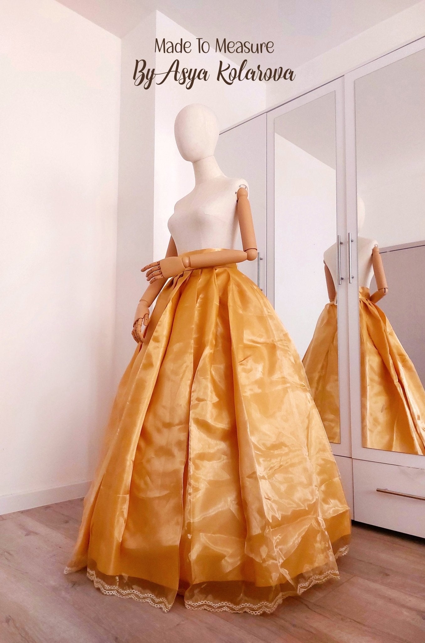 Golden Pleated Ball Skirt – Custom Made in Any Color - Made To Measure By Asya Kolarova
