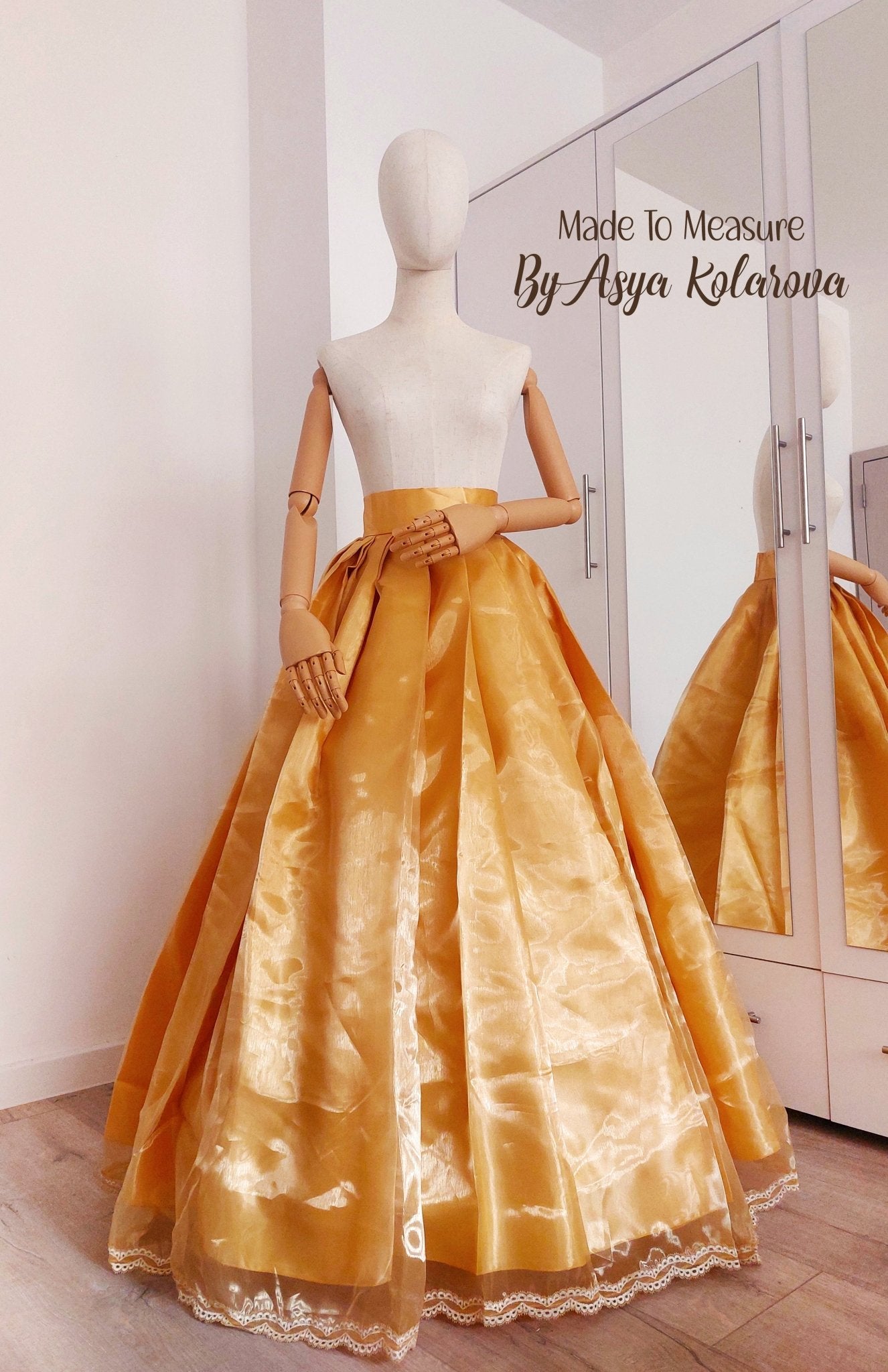 Golden Pleated Ball Skirt – Custom Made in Any Color - Made To Measure By Asya Kolarova