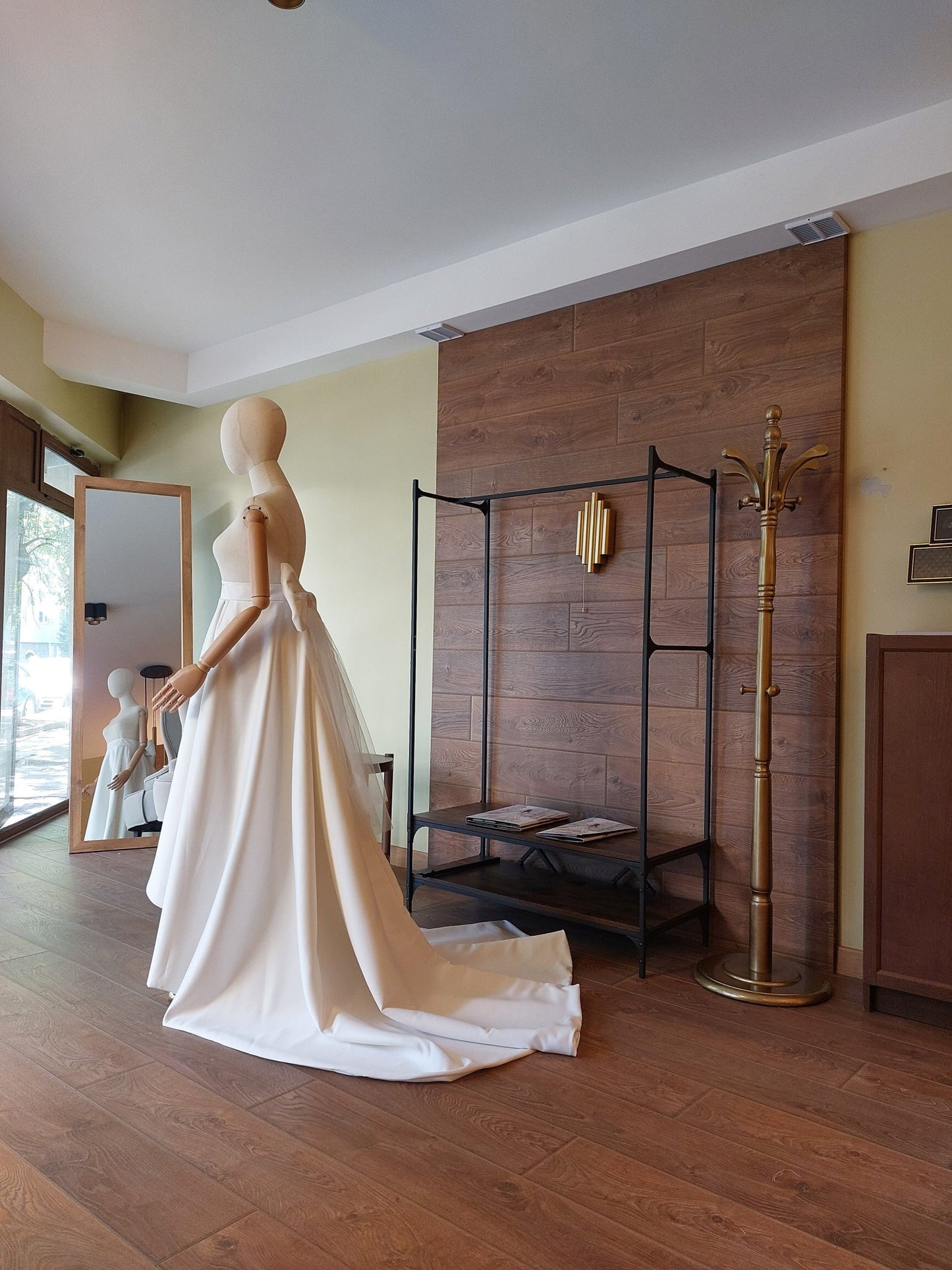 High - Low Bridal Skirt with Train, Big Bow and Pockets: Matte Satin Wedding Gown Separate - Made To Measure Skirts By Asya Kolarova