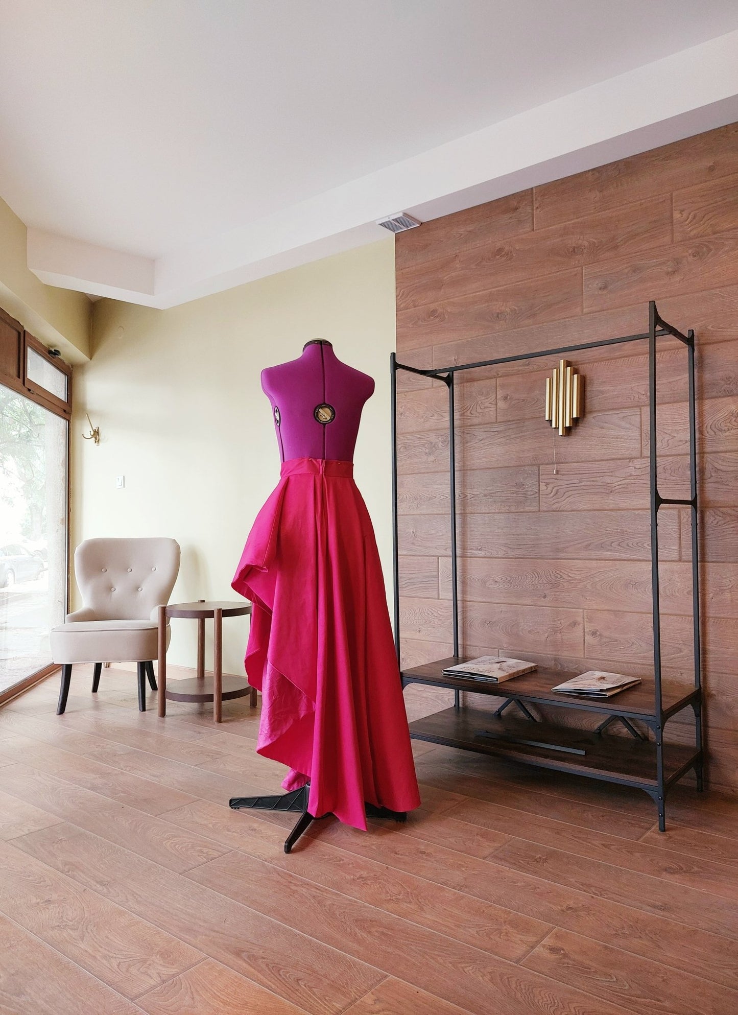 Hot Pink Side High - Low Taffeta Skirt. Bridesmaid Skirt Wedding Skirt Sexy Party Separate All Colors Formal Wear Outfit - Made To Measure Skirts By Asya Kolarova