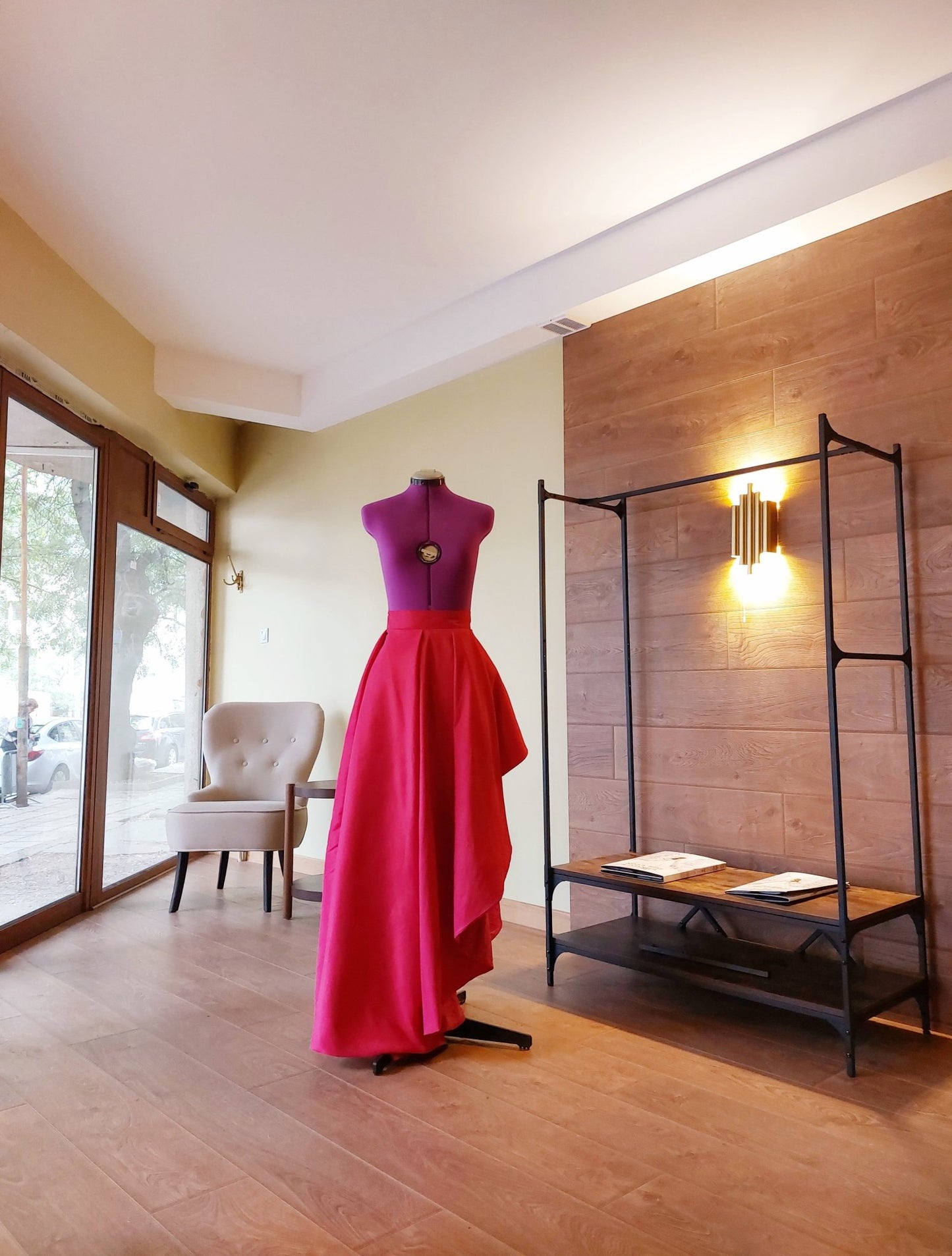 Hot Pink Side High - Low Taffeta Skirt. Bridesmaid Skirt Wedding Skirt Sexy Party Separate All Colors Formal Wear Outfit - Made To Measure Skirts By Asya Kolarova