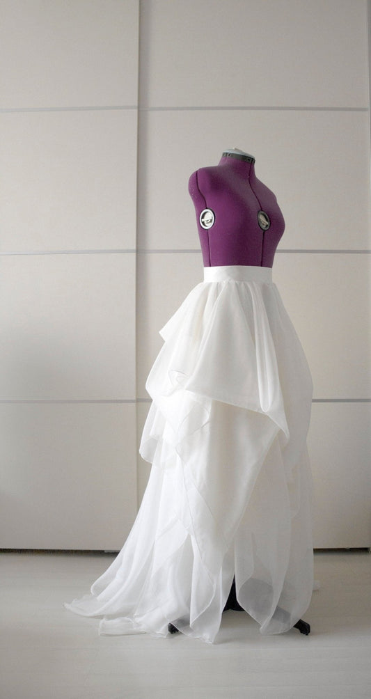Ivory Bridal Gown Skirt – Full Draped Wedding Skirt Made to Measure Voile Wedding Skirt - Made To Measure Skirts By Asya Kolarova