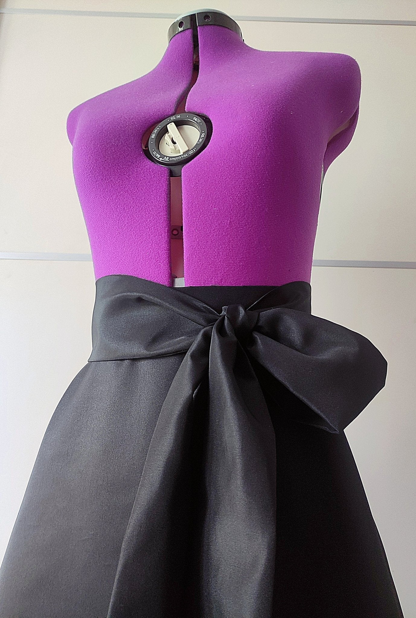 Long Black Taffeta Skirt: A - Line, Floor - Length, with Pockets and Soft Tie Bow Made - to - measure - Made To Measure By Asya Kolarova