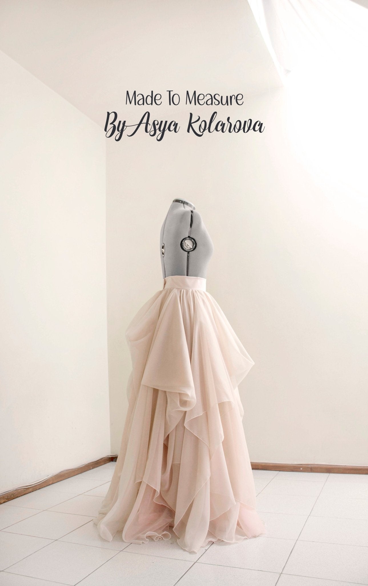 Nude Draped Bridal Skirt - Layered Voile & Satin/Cotton, Made to Order by Asya Kolarova - Made To Measure By Asya Kolarova