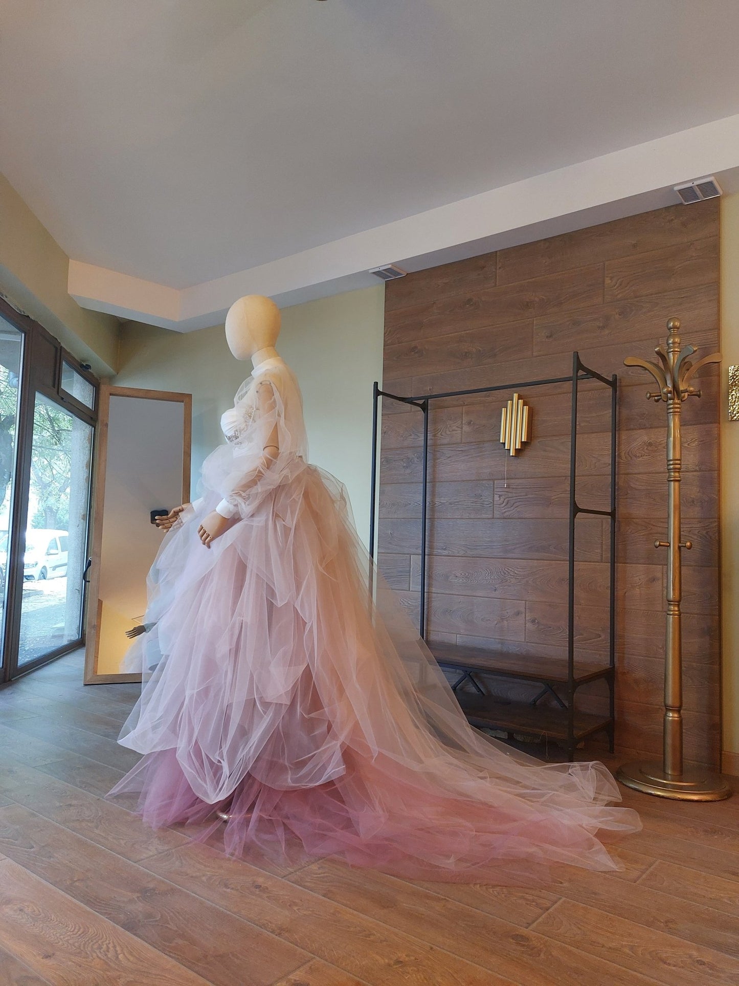 Ombre Tulle Wedding Separates: Corset with Gold Lace, Puffy Sleeves - Made To Measure Skirts By Asya Kolarova