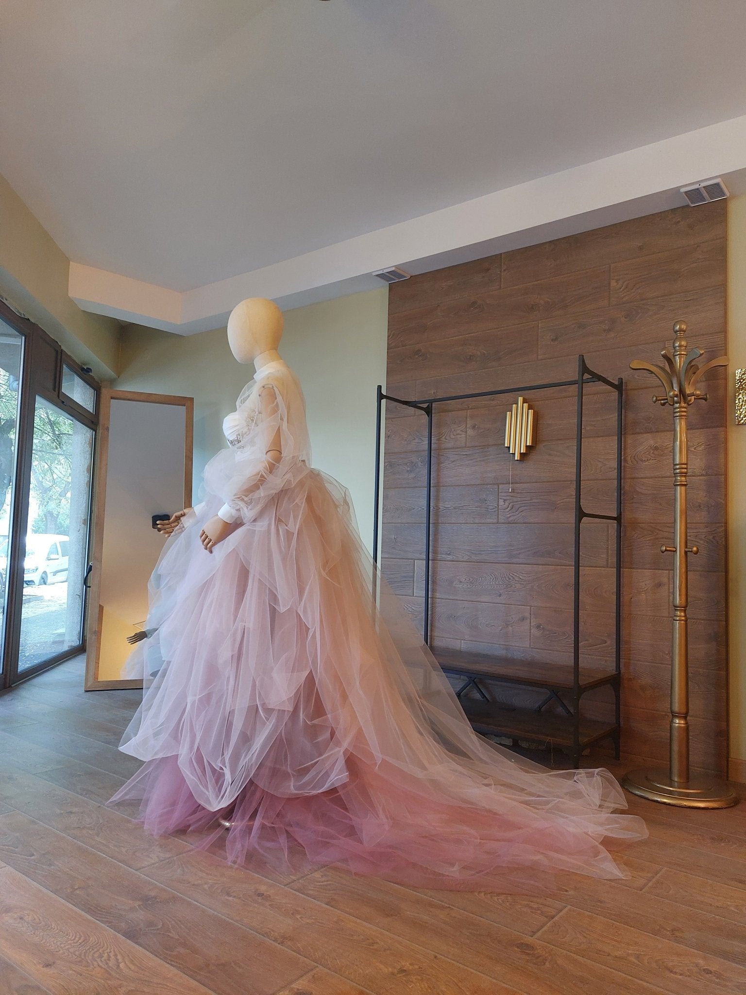 Ombre Tulle Wedding Separates: Corset with Gold Lace, Puffy Sleeves - Made To Measure Skirts By Asya Kolarova