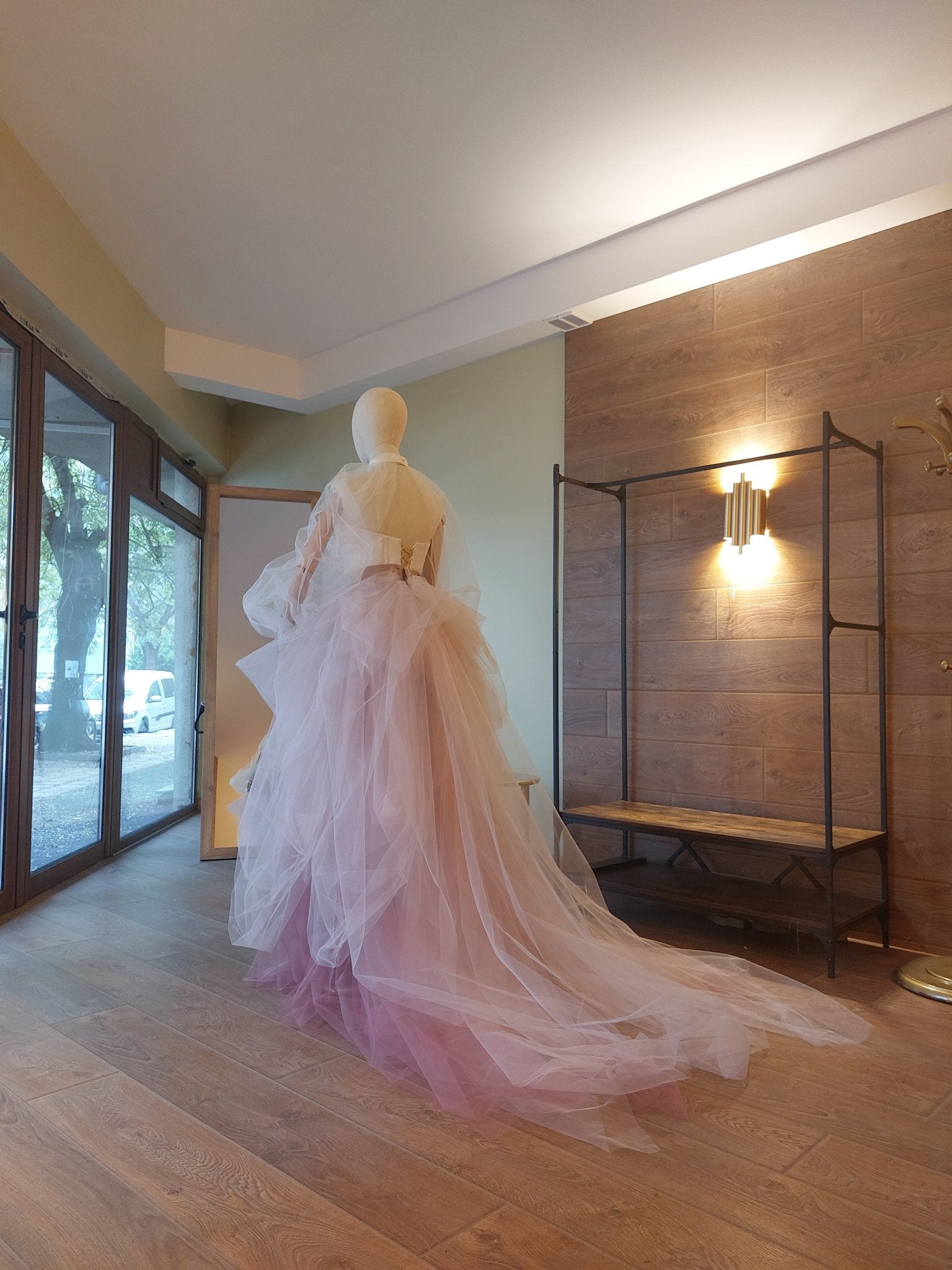 Ombre Tulle Wedding Separates: Corset with Gold Lace, Puffy Sleeves - Made To Measure Skirts By Asya Kolarova