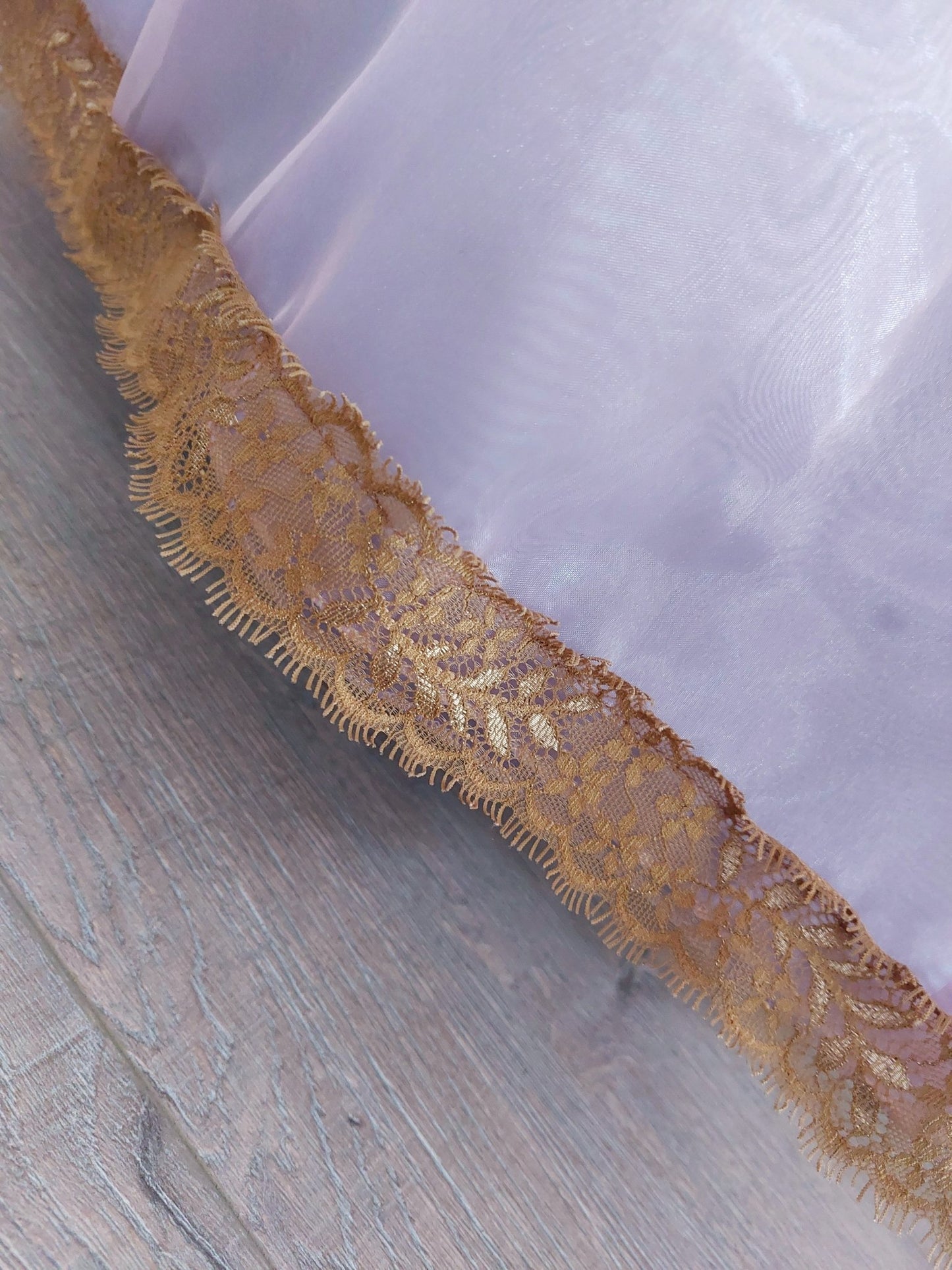 Organza Skirt with Satin Underlayer, Gold Lace Trim and Pleats - Wedding, Ball Gown, Special Occasion, Hoops Underskirt, Custom Made - Made To Measure By Asya Kolarova