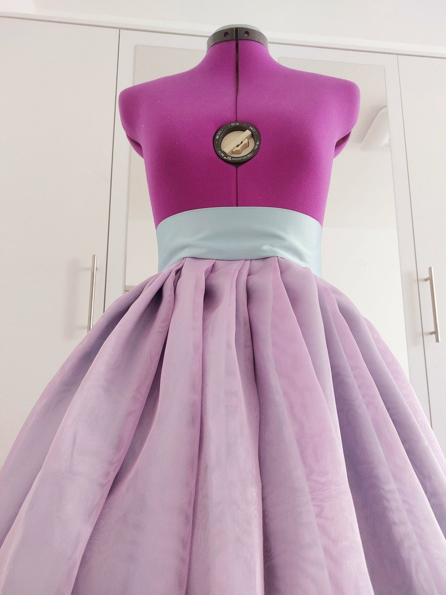 Organza Skirt with Satin Underlayer, Gold Lace Trim and Pleats - Wedding, Ball Gown, Special Occasion, Hoops Underskirt, Custom Made - Made To Measure By Asya Kolarova