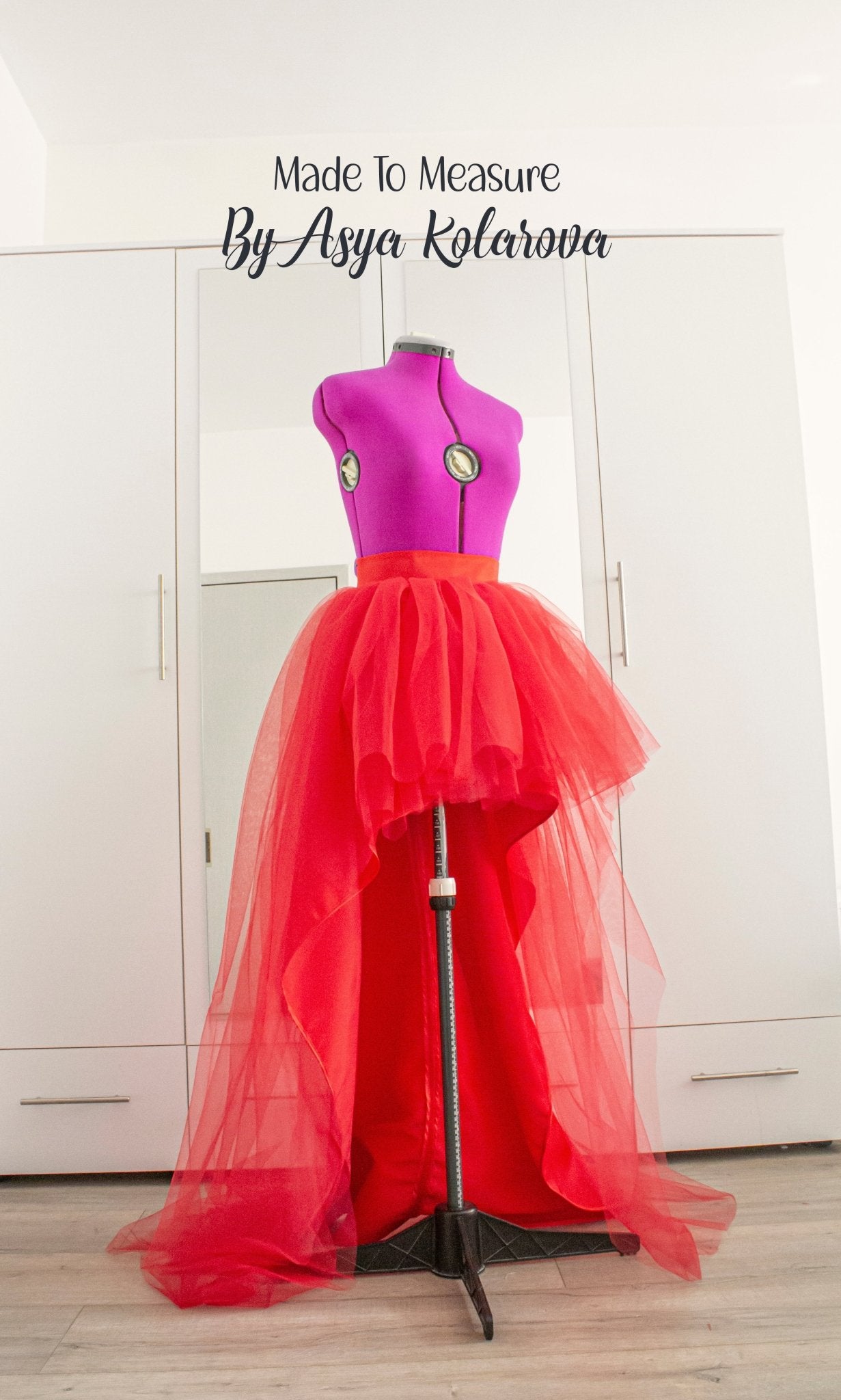 Red High - Low Tulle Skirt with Matte Satin Lining - Perfect for Special Occasions! Tutu Wedding Skirt Bridesmaid's Skirt Party Dress Separate - Made To Measure By Asya Kolarova