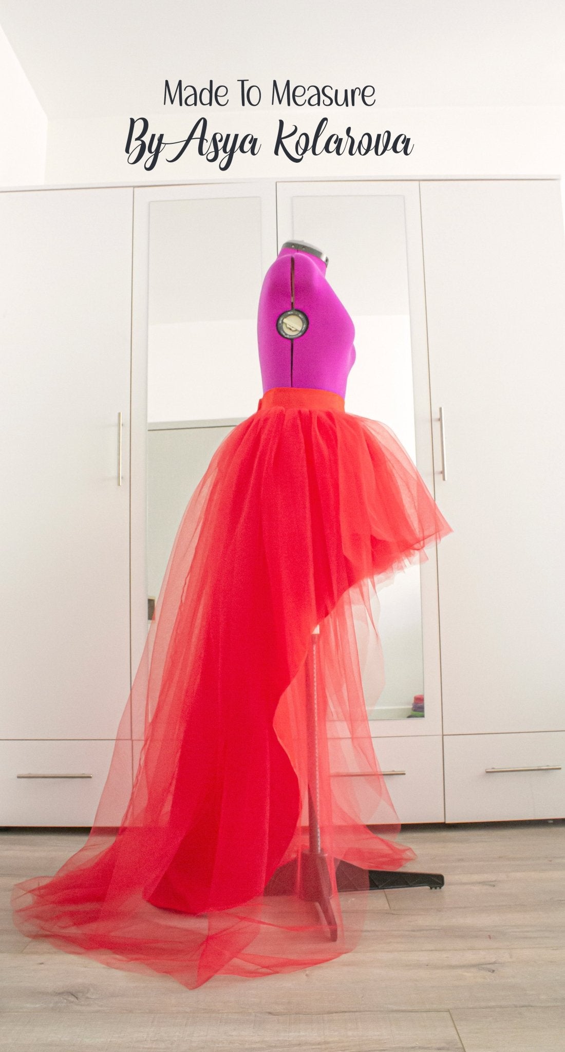 Red High - Low Tulle Skirt with Matte Satin Lining - Perfect for Special Occasions! Tutu Wedding Skirt Bridesmaid's Skirt Party Dress Separate - Made To Measure By Asya Kolarova