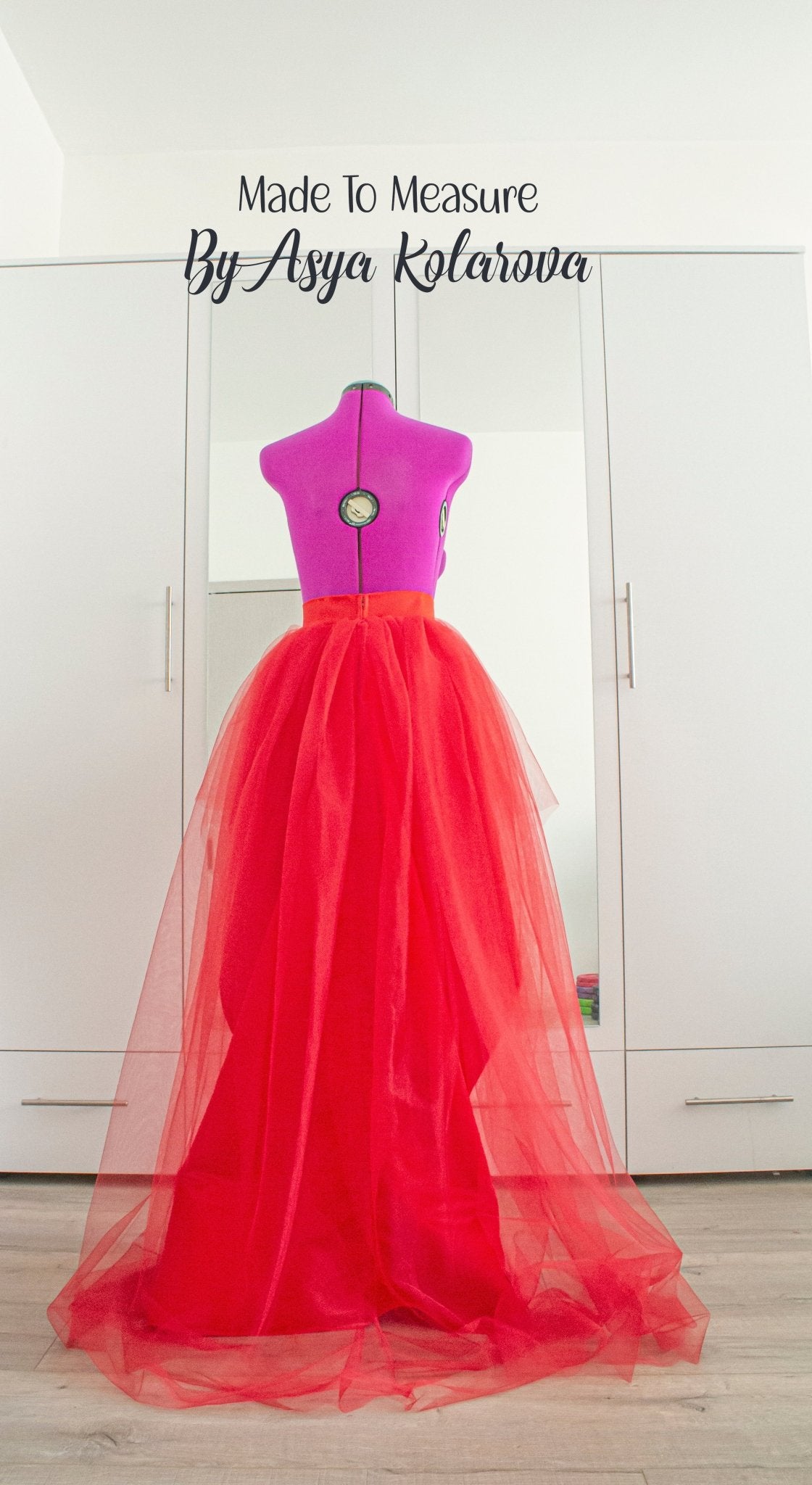 Red High - Low Tulle Skirt with Matte Satin Lining - Perfect for Special Occasions! Tutu Wedding Skirt Bridesmaid's Skirt Party Dress Separate - Made To Measure By Asya Kolarova