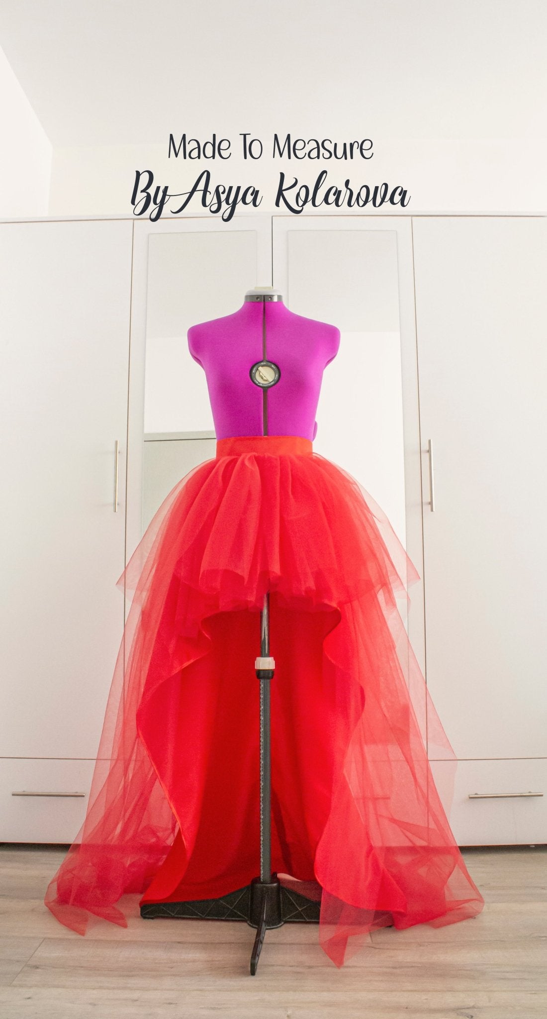 Red High - Low Tulle Skirt with Matte Satin Lining - Perfect for Special Occasions! Tutu Wedding Skirt Bridesmaid's Skirt Party Dress Separate - Made To Measure By Asya Kolarova