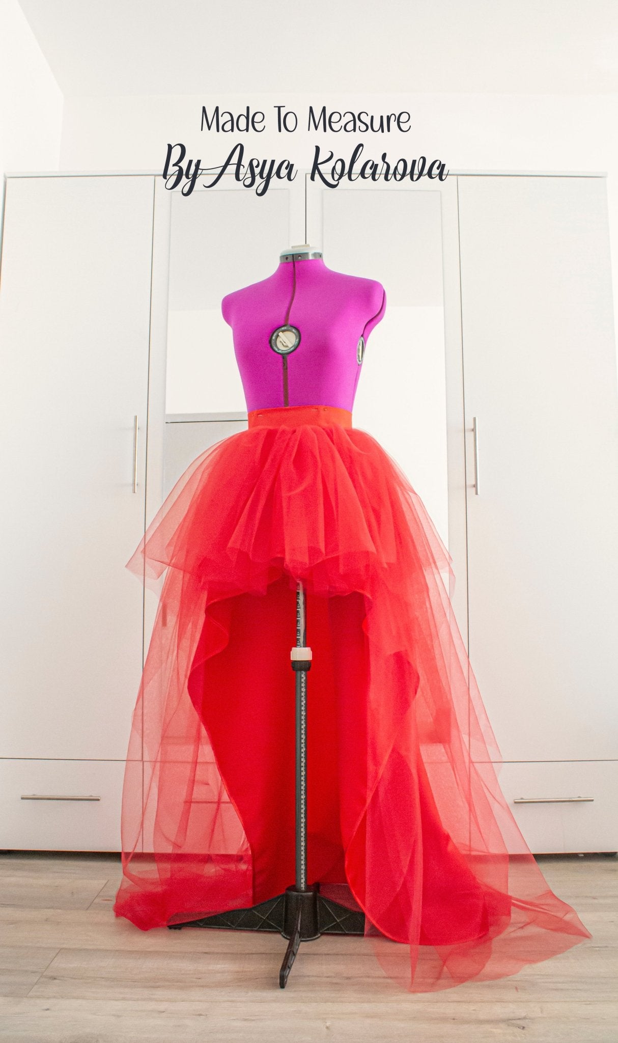 Red High - Low Tulle Skirt with Matte Satin Lining - Perfect for Special Occasions! Tutu Wedding Skirt Bridesmaid's Skirt Party Dress Separate - Made To Measure By Asya Kolarova