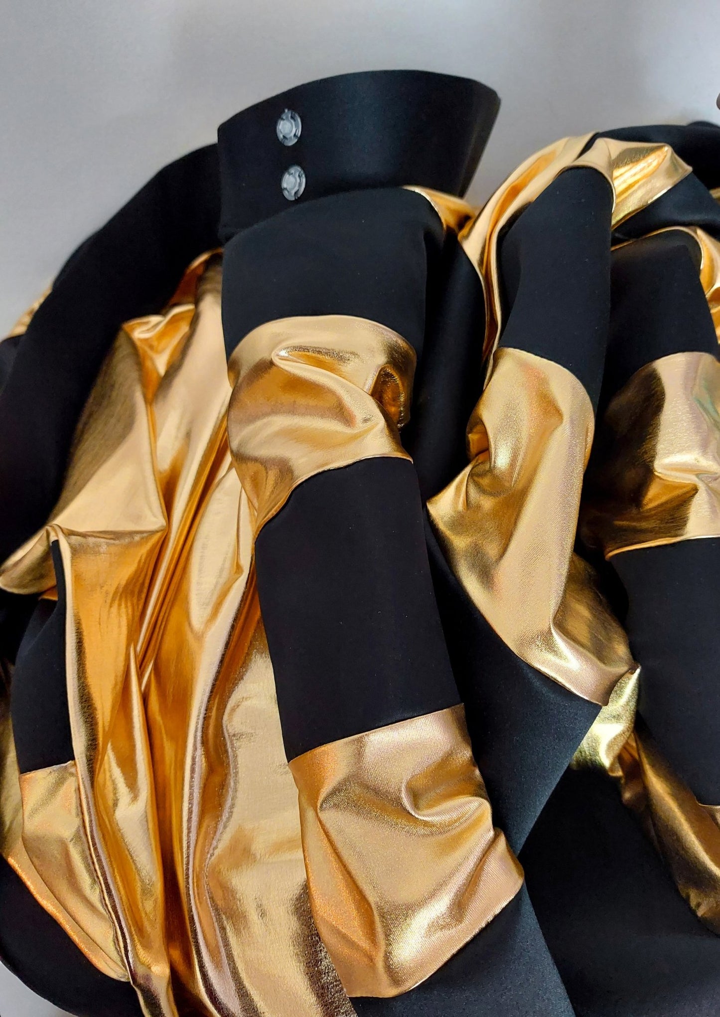 Shimmering Black & Gold Wrap Striped Floor - Length Detachable Skirt – Handmade and Customizable - Made To Measure By Asya Kolarova