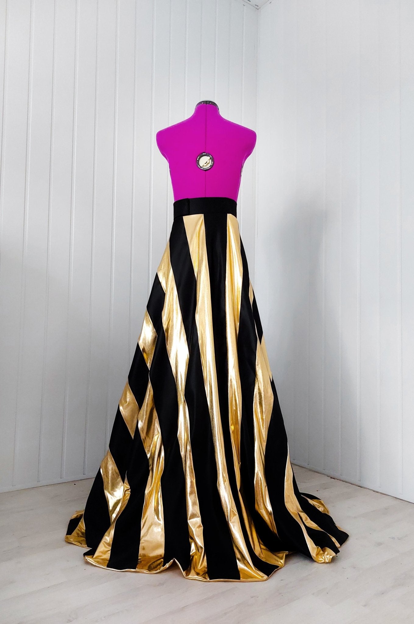 Shimmering Black & Gold Wrap Striped Floor - Length Detachable Skirt – Handmade and Customizable - Made To Measure By Asya Kolarova