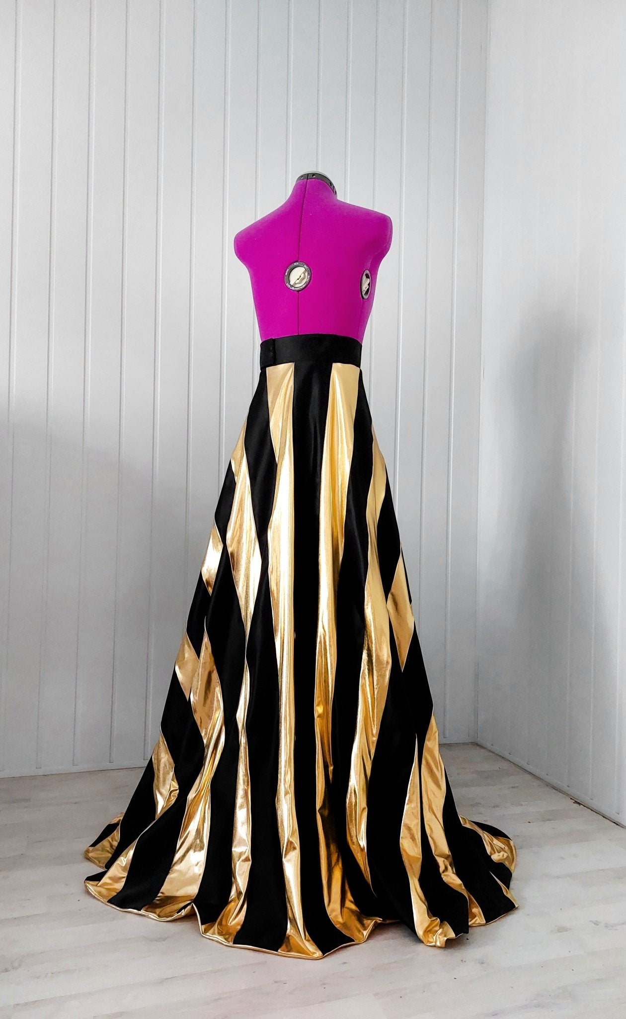 Shimmering Black & Gold Wrap Striped Floor - Length Detachable Skirt – Handmade and Customizable - Made To Measure By Asya Kolarova