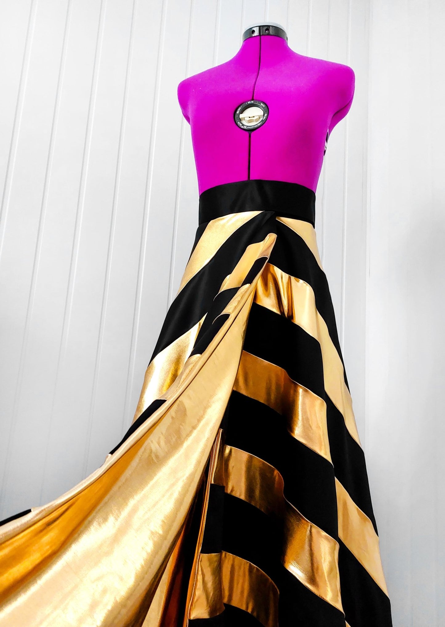Shimmering Black & Gold Wrap Striped Floor - Length Detachable Skirt – Handmade and Customizable - Made To Measure By Asya Kolarova