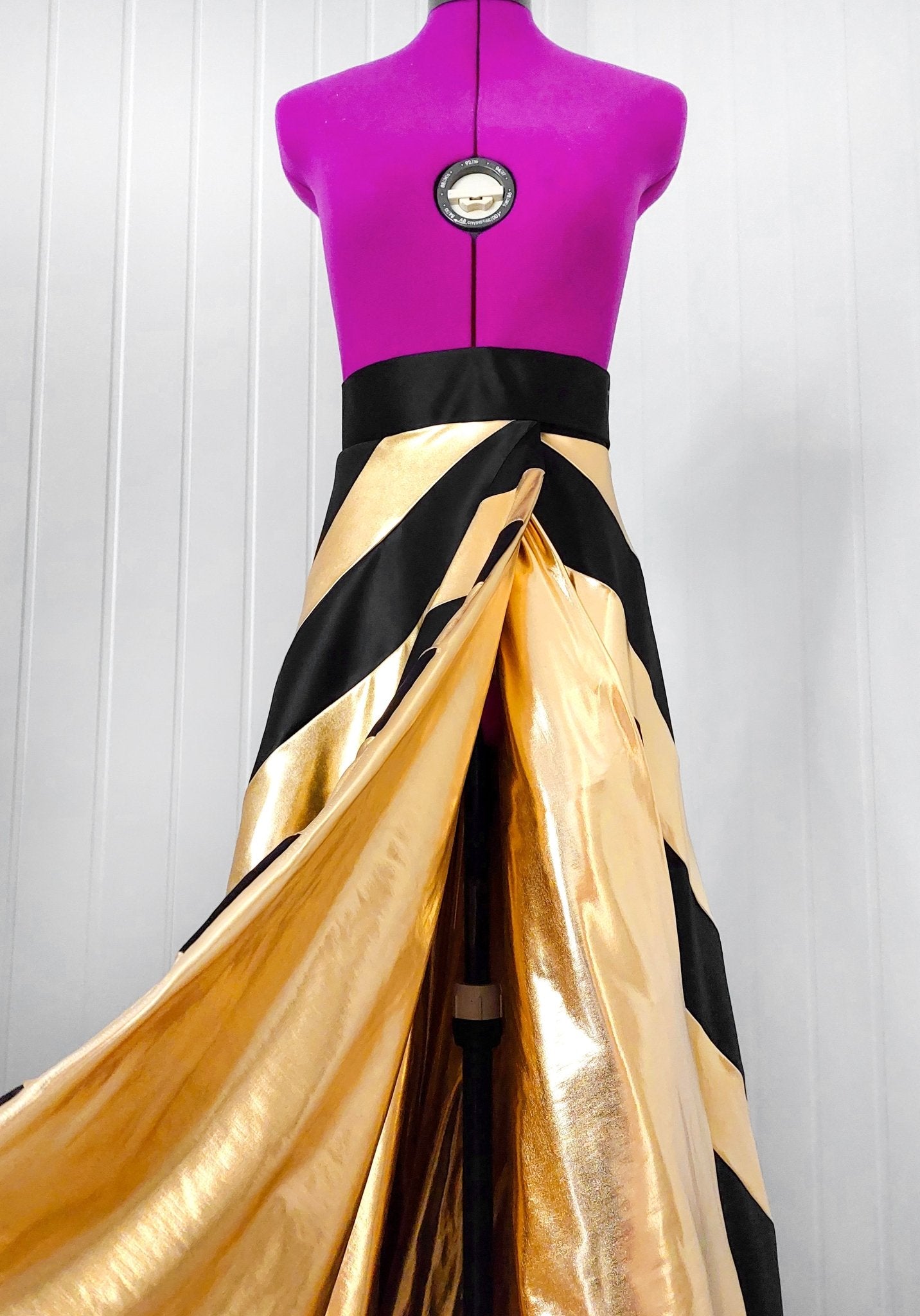 Shimmering Black & Gold Wrap Striped Floor - Length Detachable Skirt – Handmade and Customizable - Made To Measure By Asya Kolarova