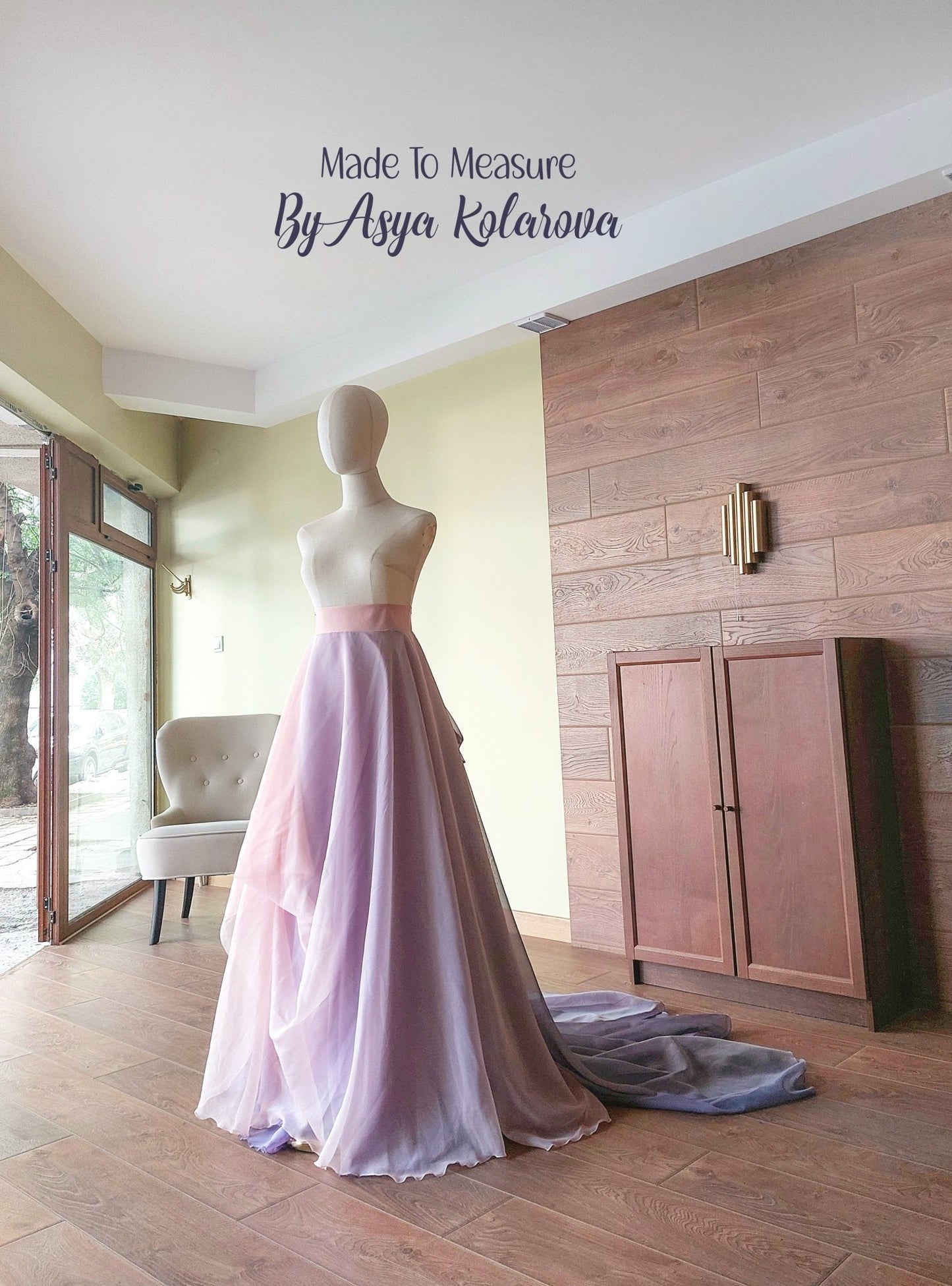 Show - Stopping Ombre Voile Skirt with Train – Pink & Lilac Layers – Wedding | Photoshoot | Cosplay | Formal Event – Custom Made in Any Color - Made To Measure Skirts By Asya Kolarova