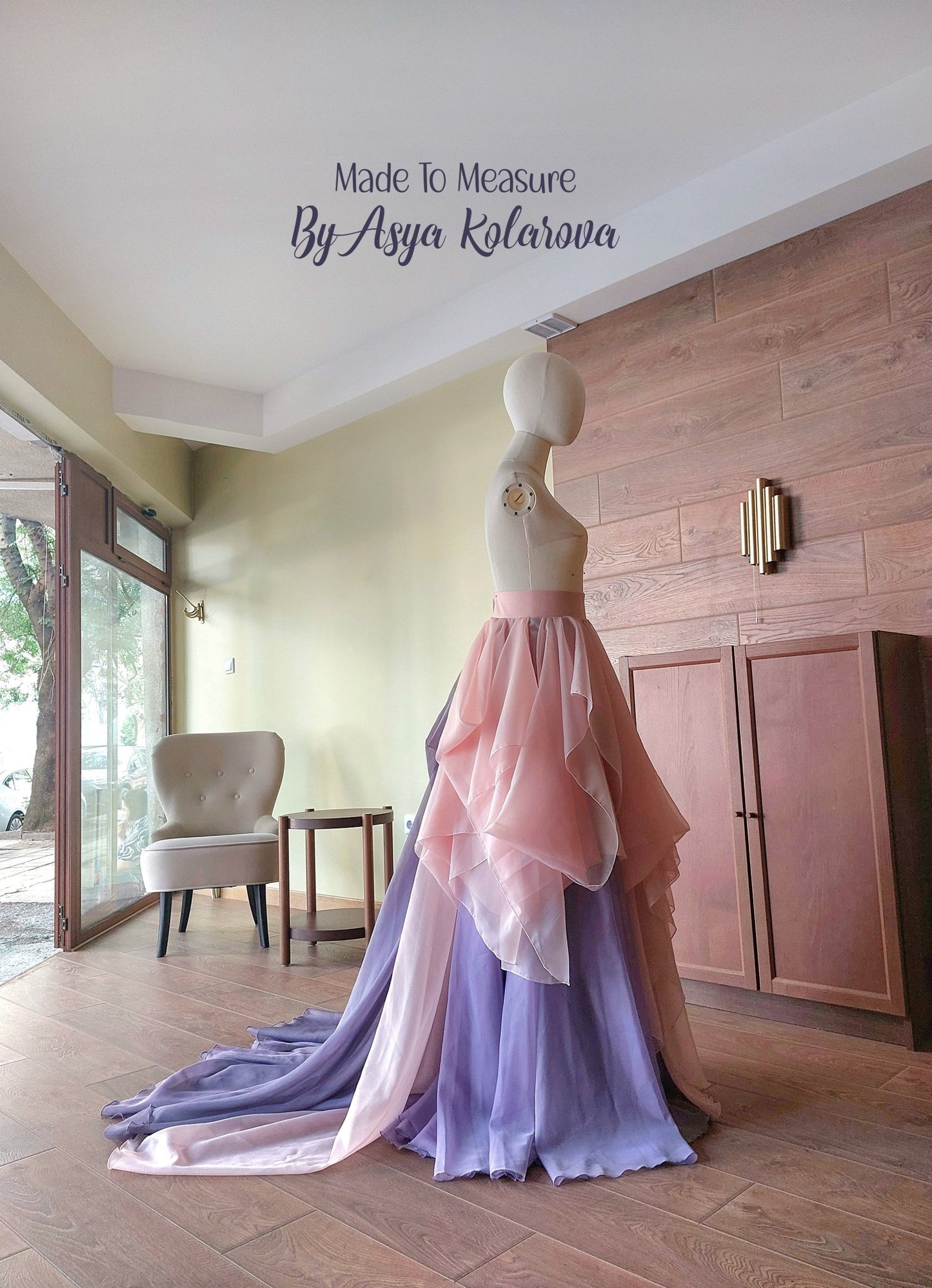 Show - Stopping Ombre Voile Skirt with Train – Pink & Lilac Layers – Wedding | Photoshoot | Cosplay | Formal Event – Custom Made in Any Color - Made To Measure Skirts By Asya Kolarova