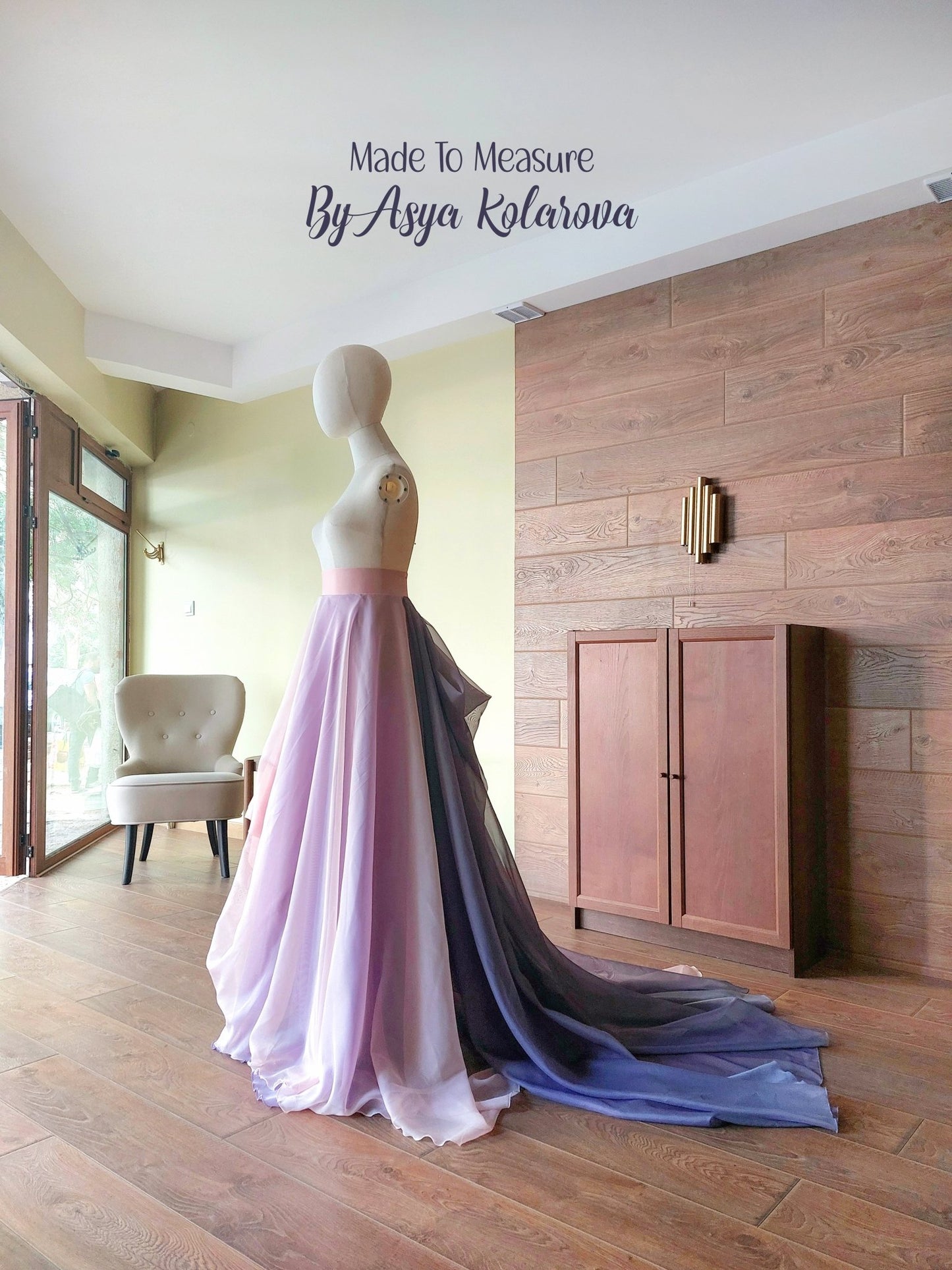 Show - Stopping Ombre Voile Skirt with Train – Pink & Lilac Layers – Wedding | Photoshoot | Cosplay | Formal Event – Custom Made in Any Color - Made To Measure Skirts By Asya Kolarova